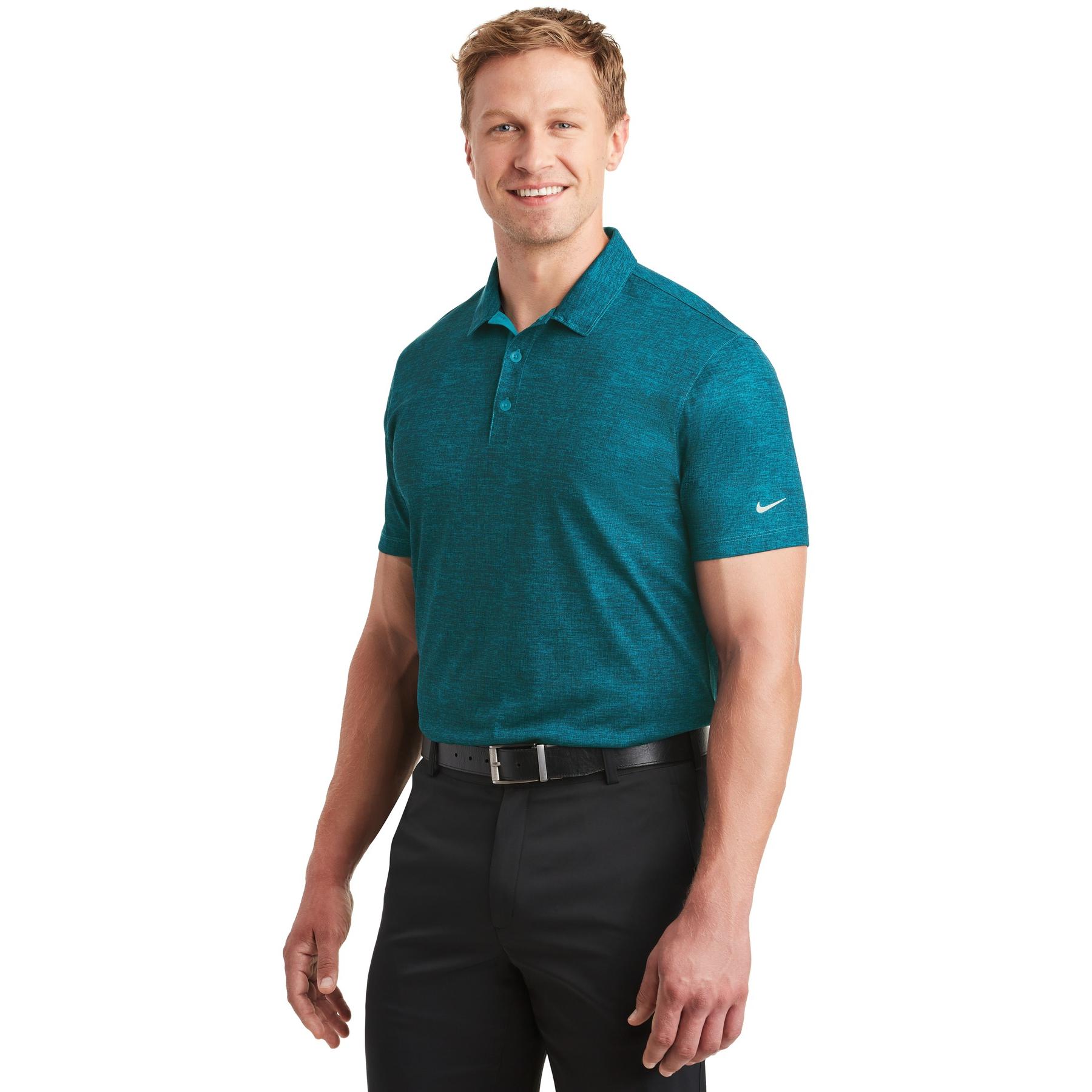 Nike 838965 DriFIT Crosshatch Polo Blustery/Navy