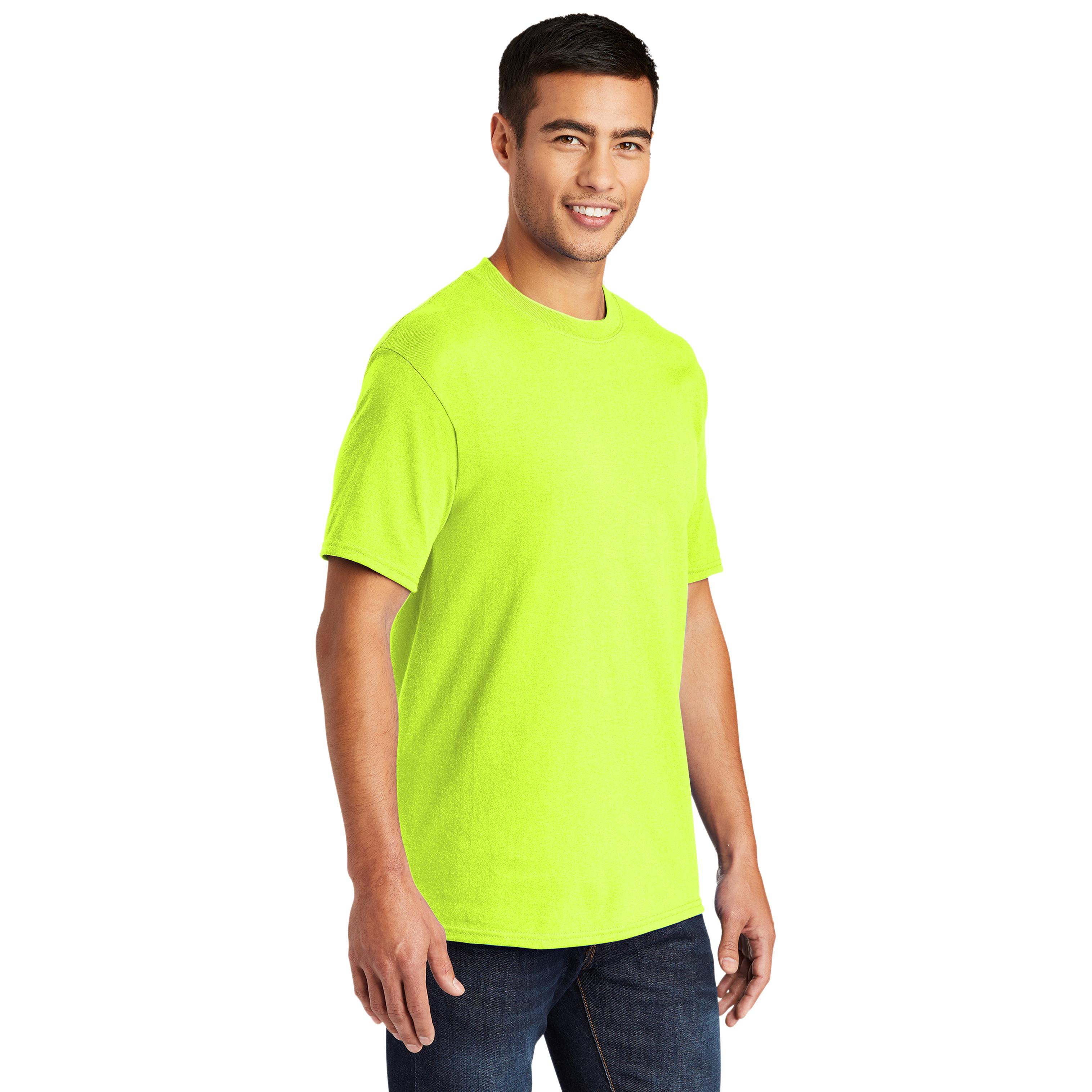 Hanes W120 Workwear Long Sleeve Pocket T-Shirt - Safety Green - M