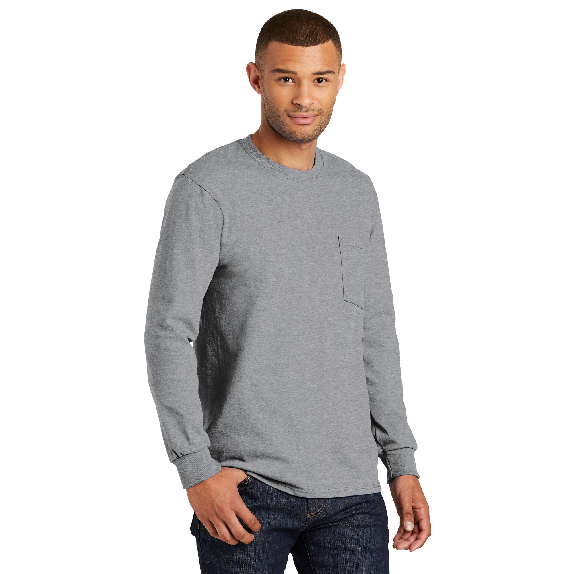 Port & Company PC61LSP Long Sleeve Essential Pocket Tee - Athletic ...