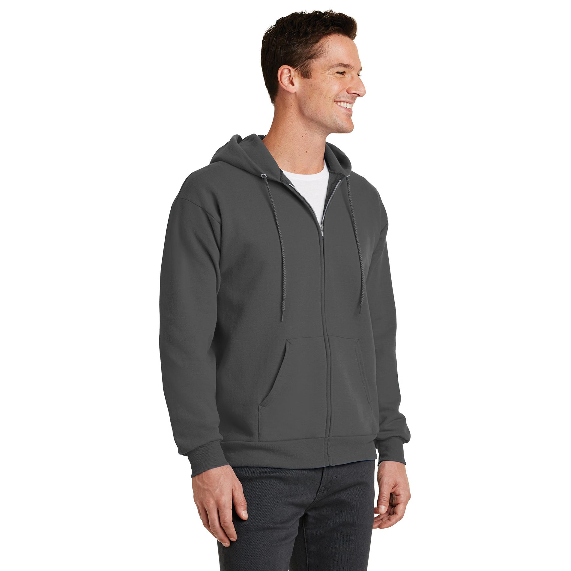 Port & Company PC78ZH Core Fleece Full-Zip Hooded Sweatshirt - Charcoal ...