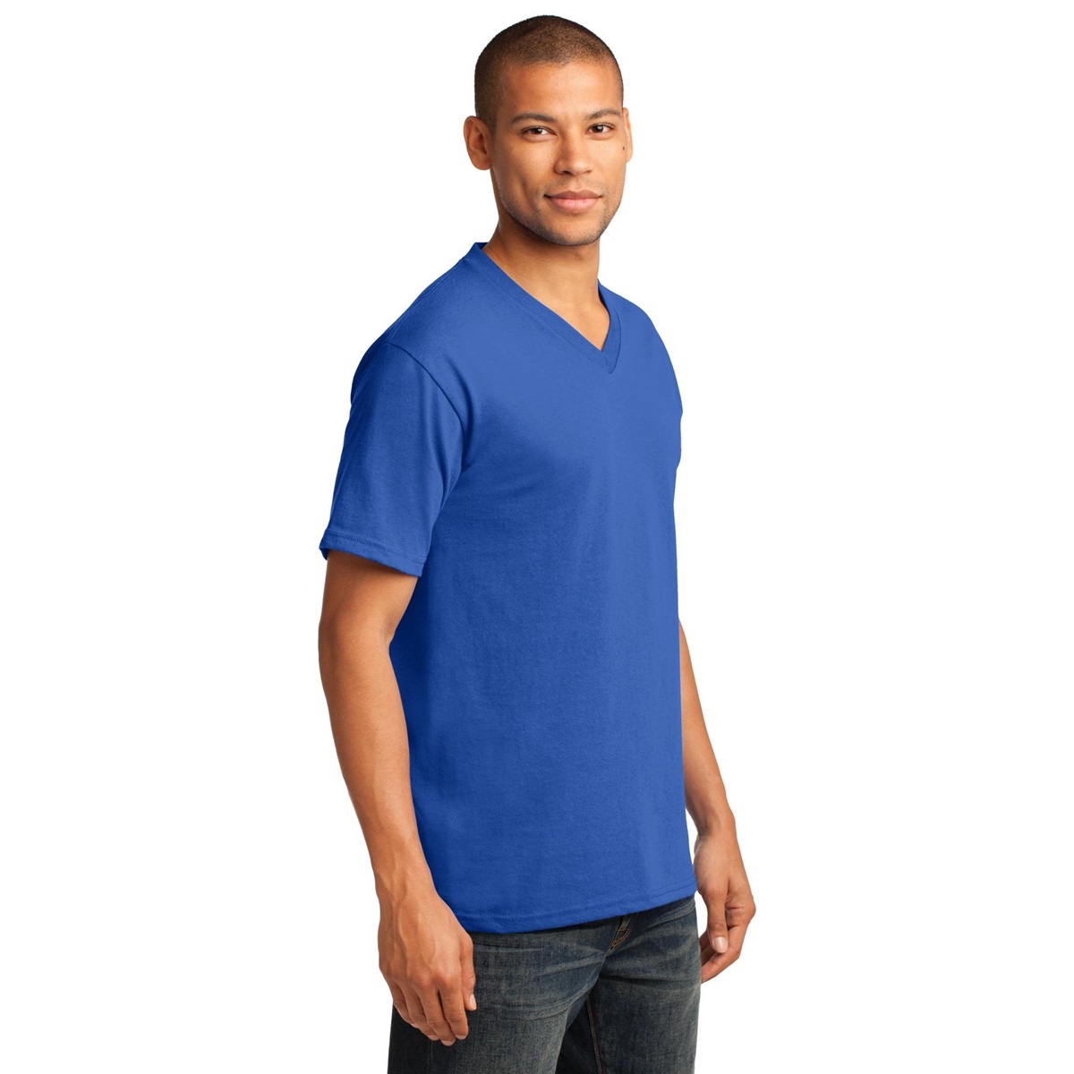 Port & Company PC54V Core Cotton V-Neck Tee - Royal | Full Source