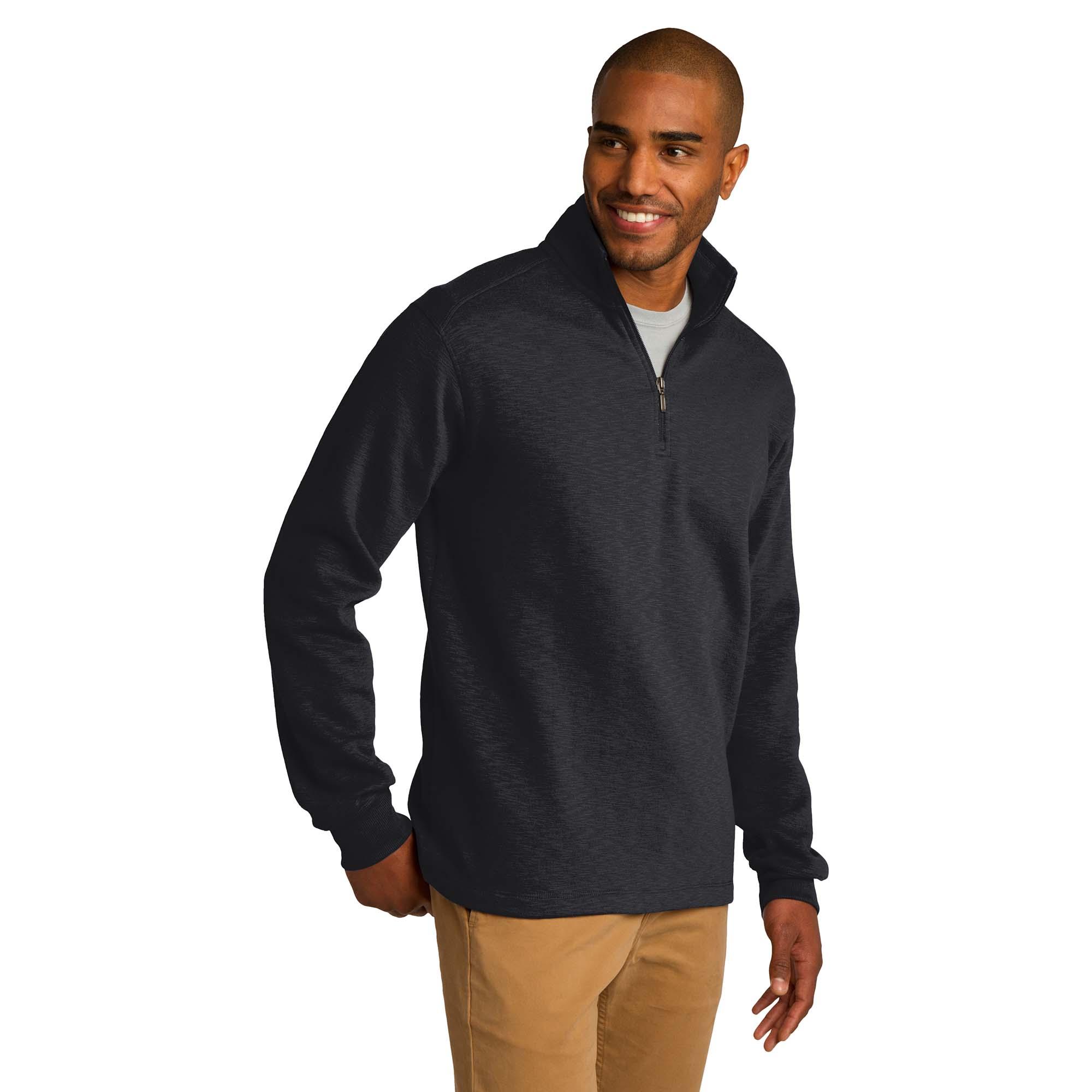 Port Authority F295 Slub Fleece 1/4-Zip Pullover - Black | Full Source