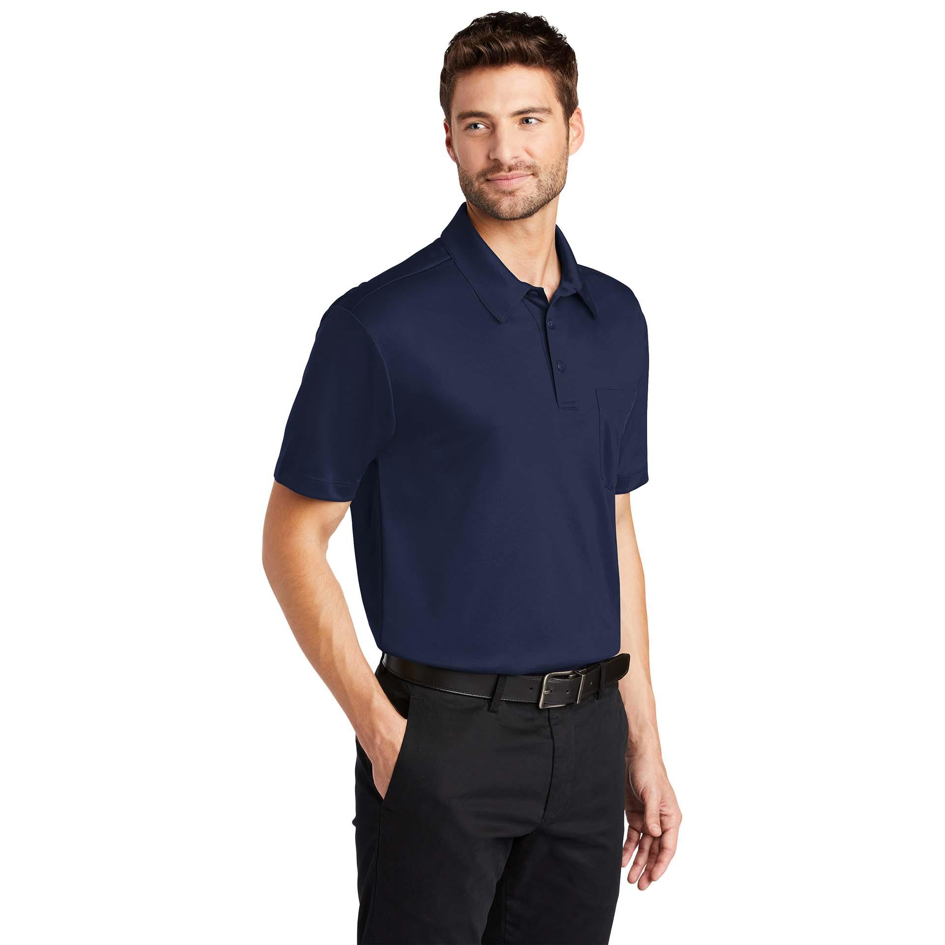 Port Authority K540P Silk Touch Performance Pocket Polo - Navy | Full ...