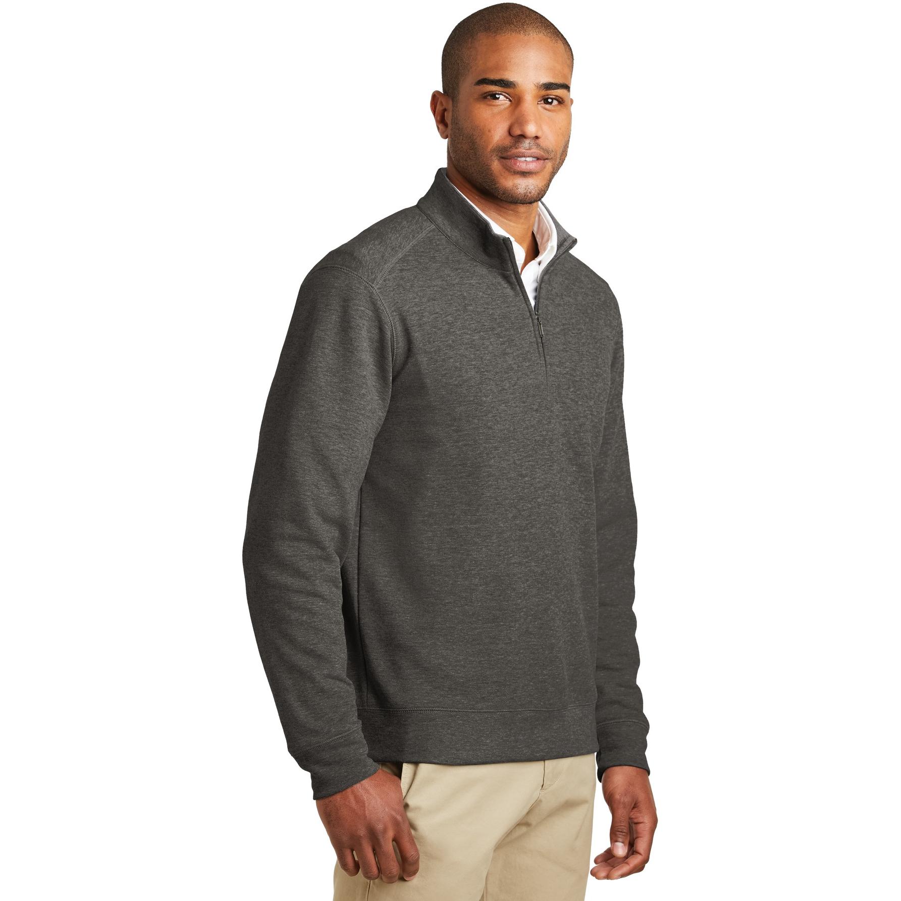 Port Authority K807 Interlock 1/4-Zip - Charcoal Heather/Medium Grey ...