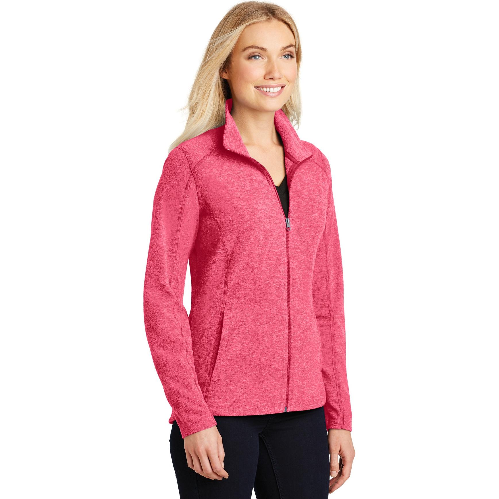 Port Authority L235 Ladies Heather Microfleece Full-Zip Jacket - Pink ...