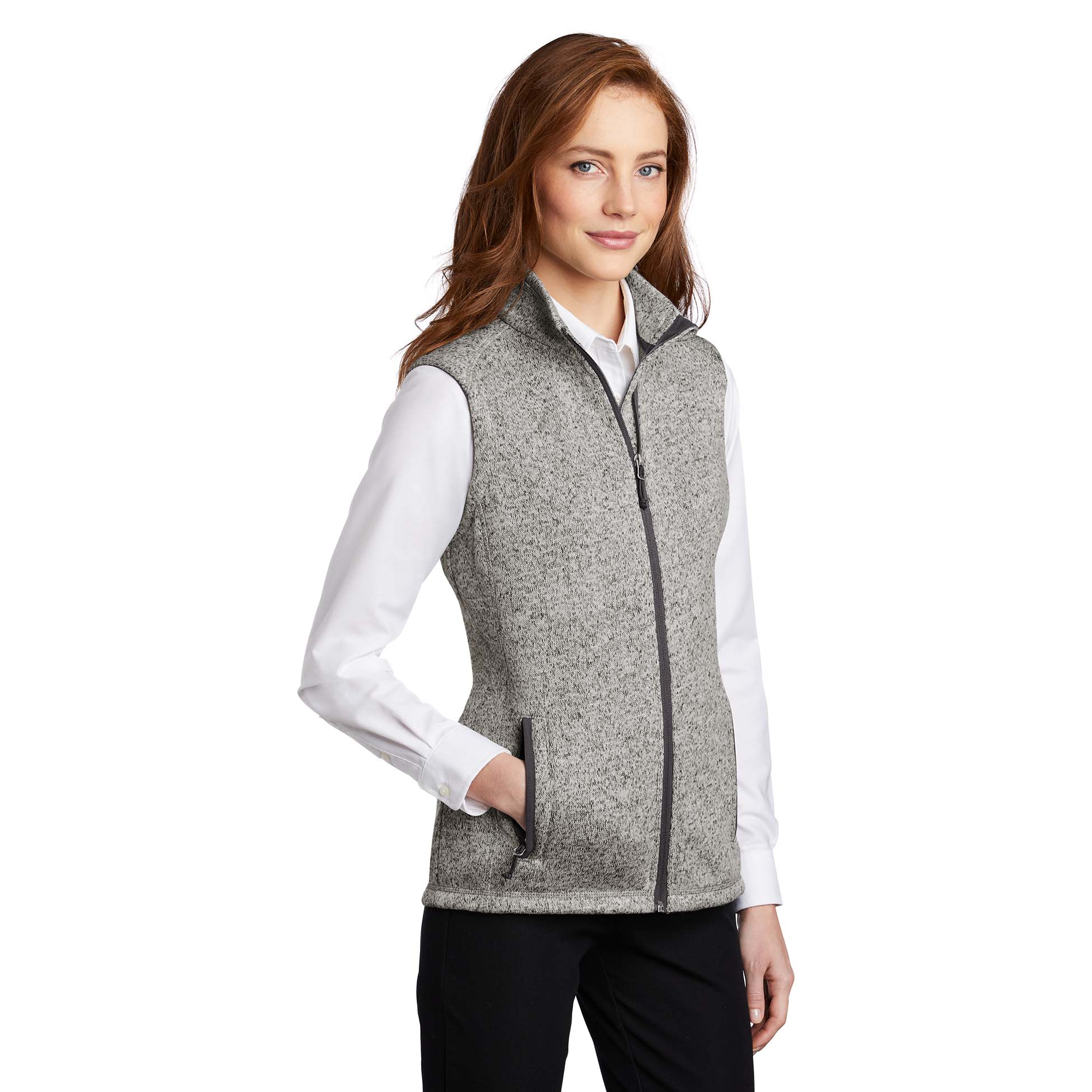 Port Authority L236 Ladies Sweater Fleece Vest - Grey Heather