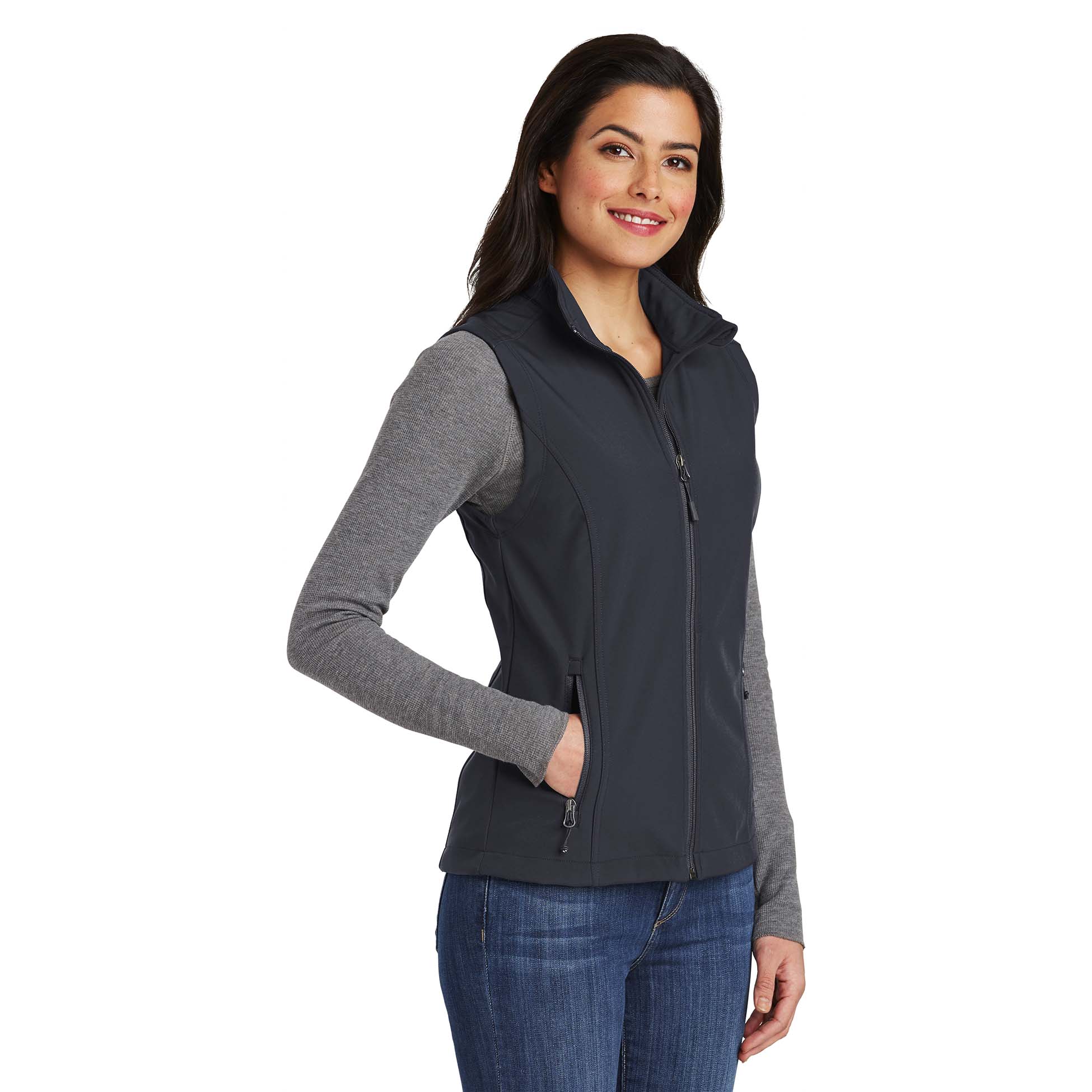 Port Authority L325 Ladies Core Soft Shell Vest - Battleship Grey ...