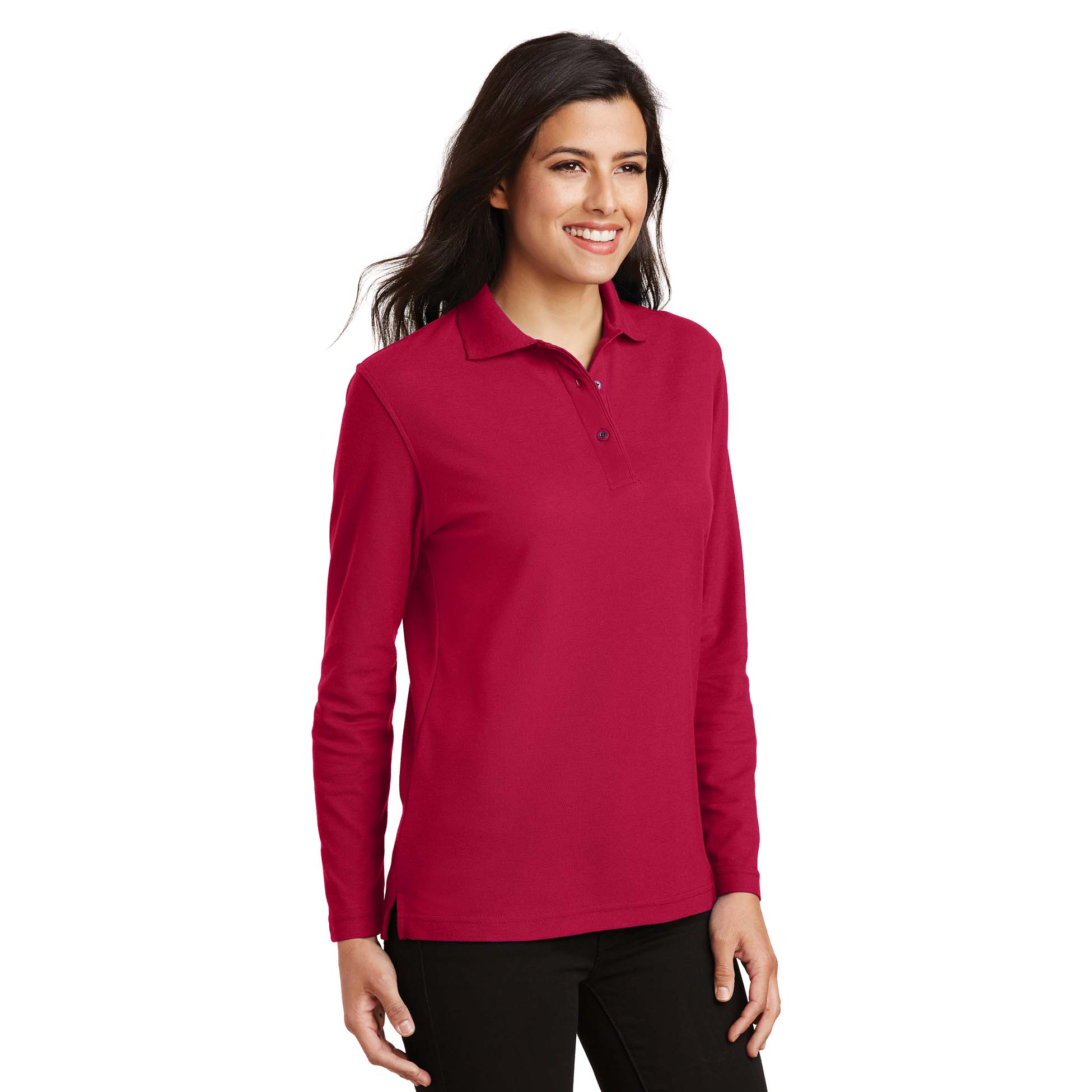 Port Authority L500LS Ladies Long Sleeve Silk Touch Polo - Red