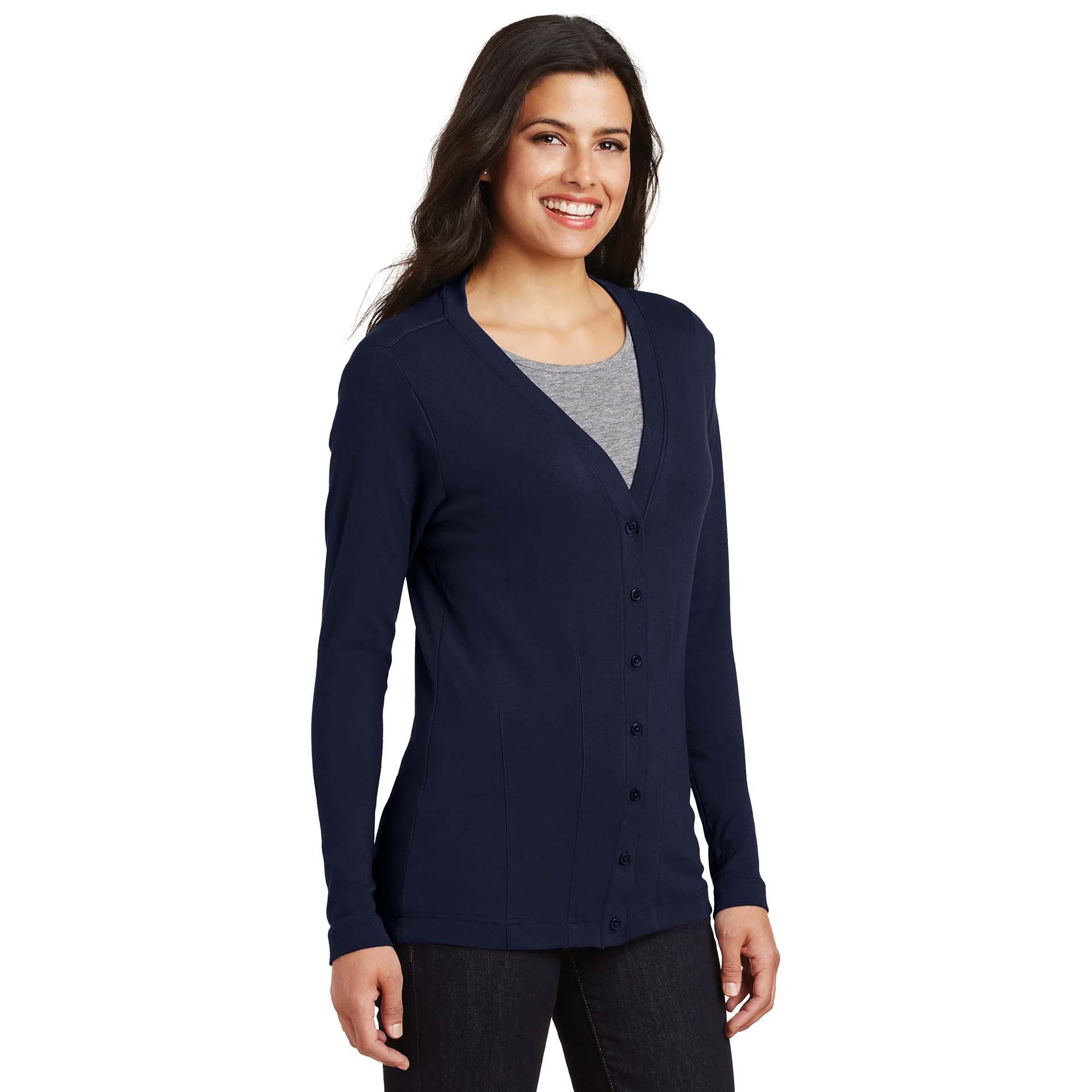 Port Authority L515 Ladies Modern Stretch Cotton Cardigan - True Navy ...