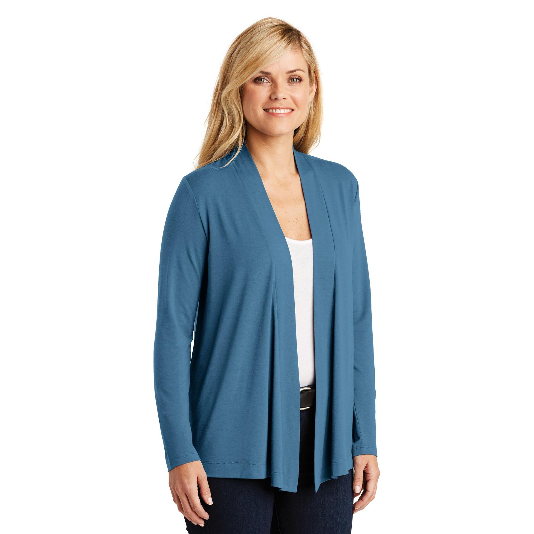 Port Authority L5430 Ladies Concept Knit Cardigan - Dusty Blue | Full ...