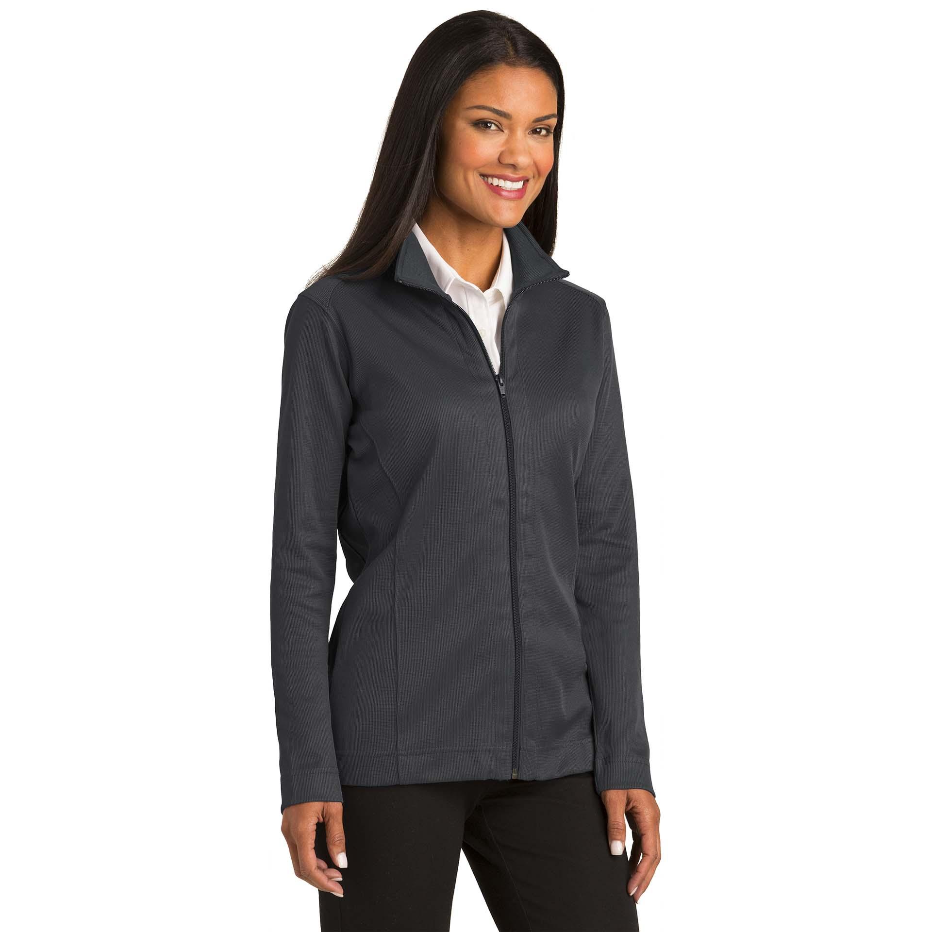 Port Authority L805 Ladies Vertical Texture Full-Zip Jacket - Iron Grey ...