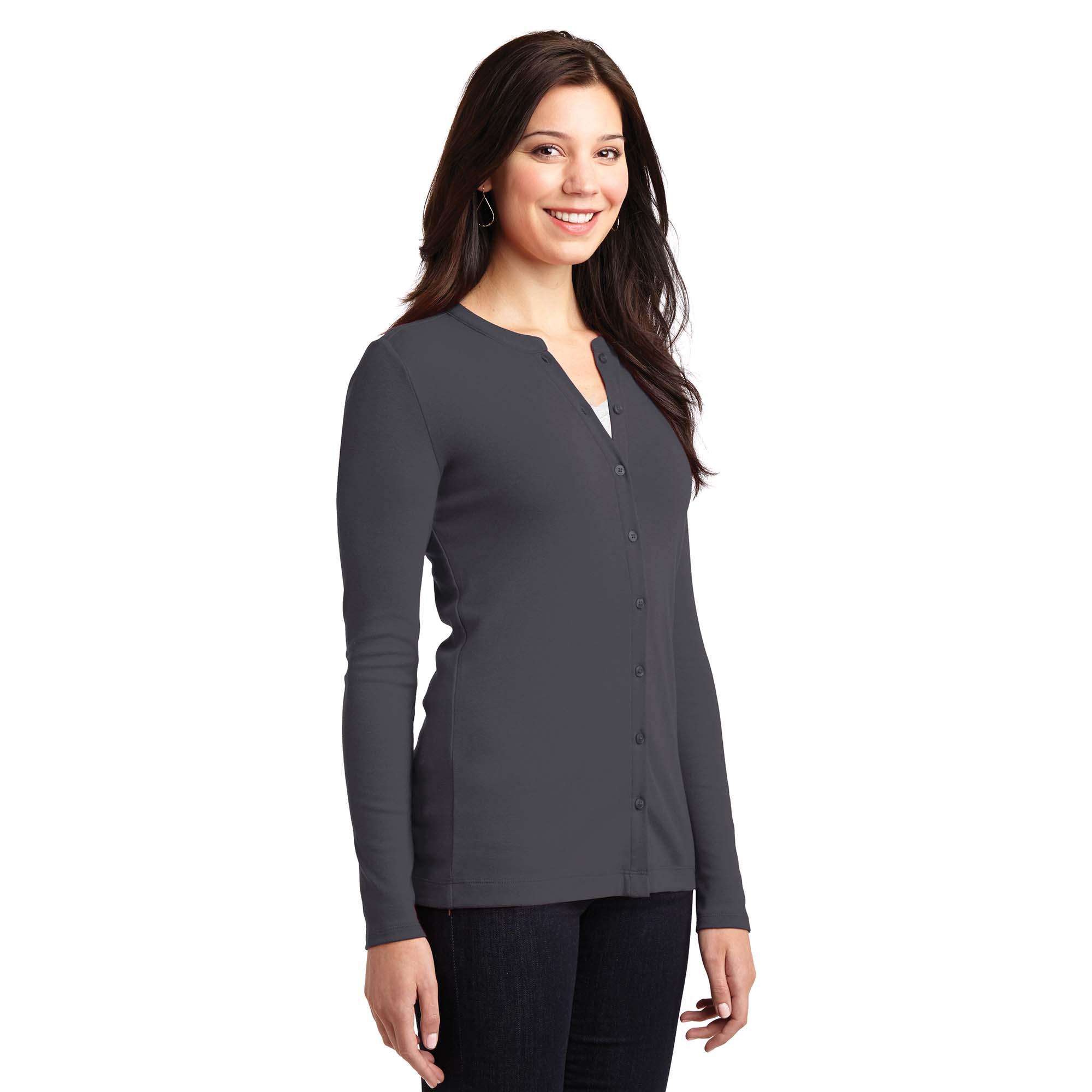 Port authority ladies concept stretch button front clearance cardigan