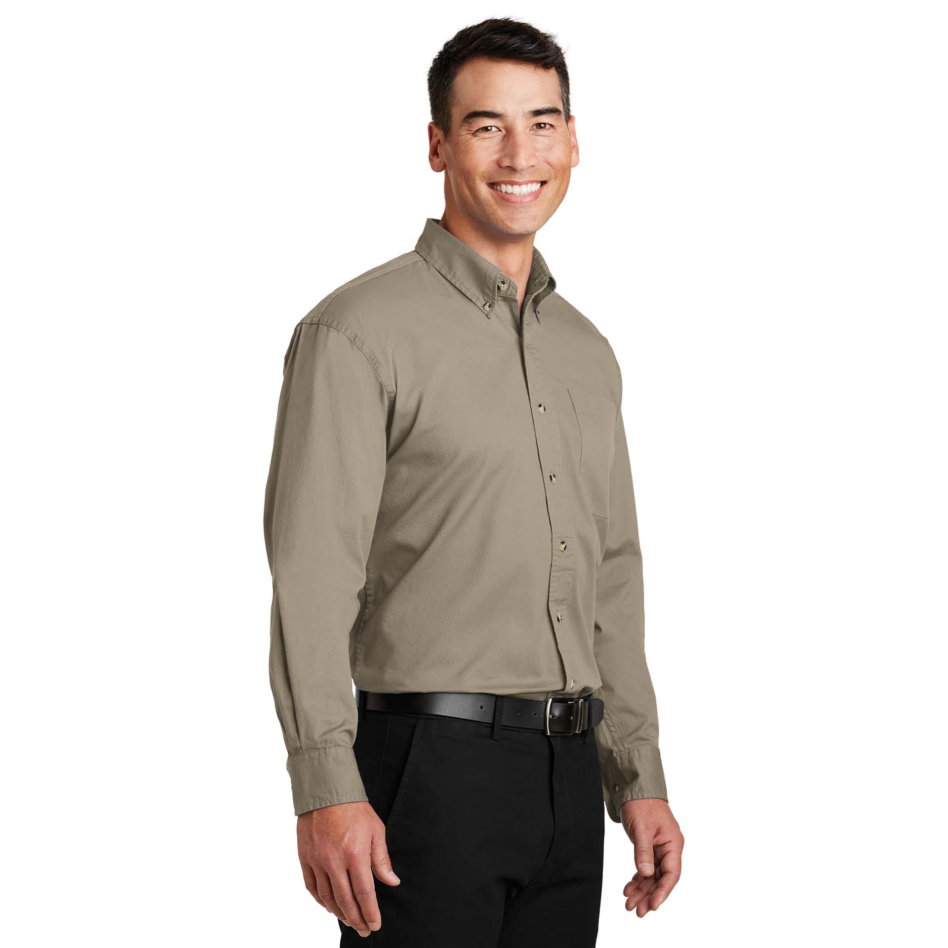 Port Authority S600T Long Sleeve Twill Shirt Khaki Full Source