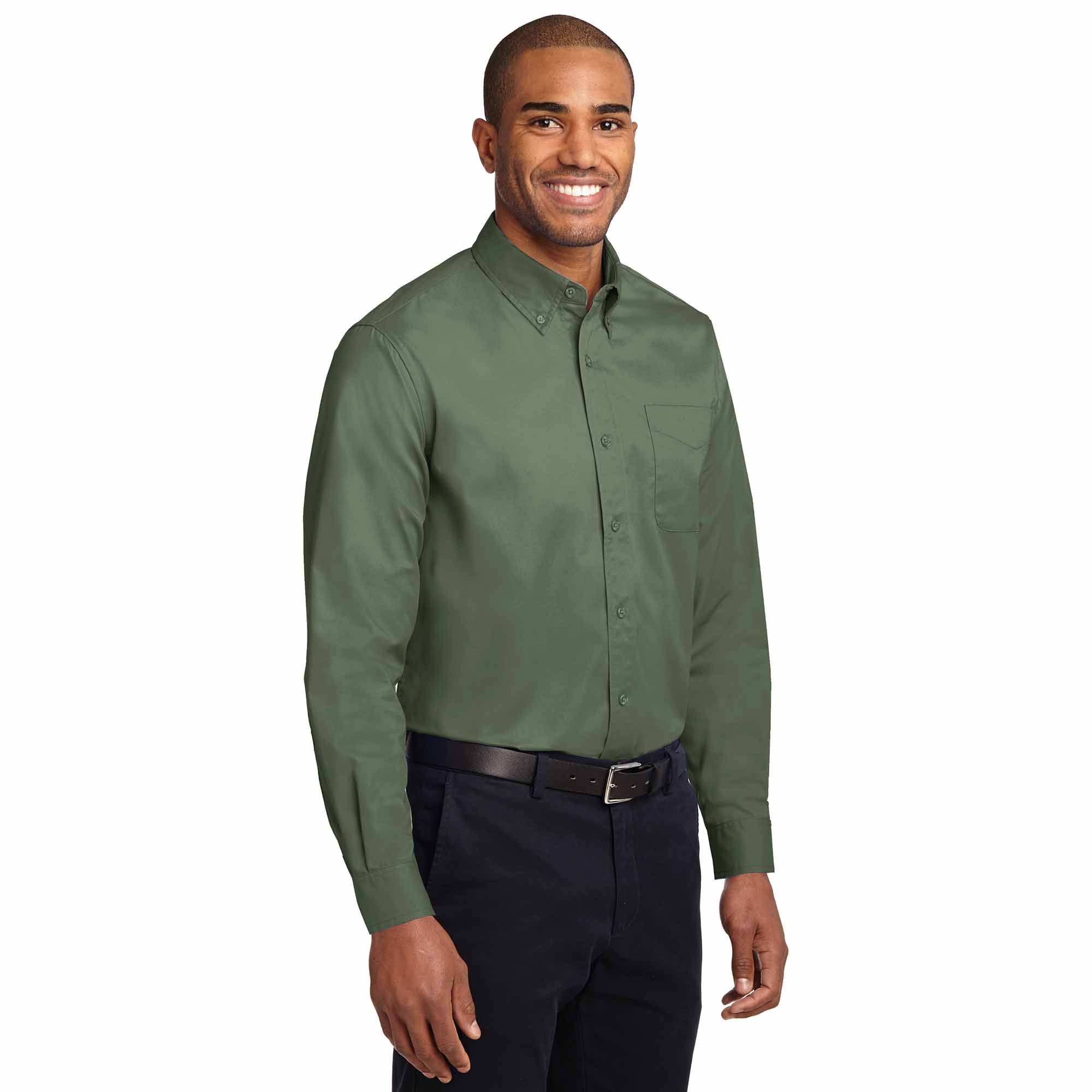Port Authority S608 Long Sleeve Easy Care Shirt - Clover Green | Full ...