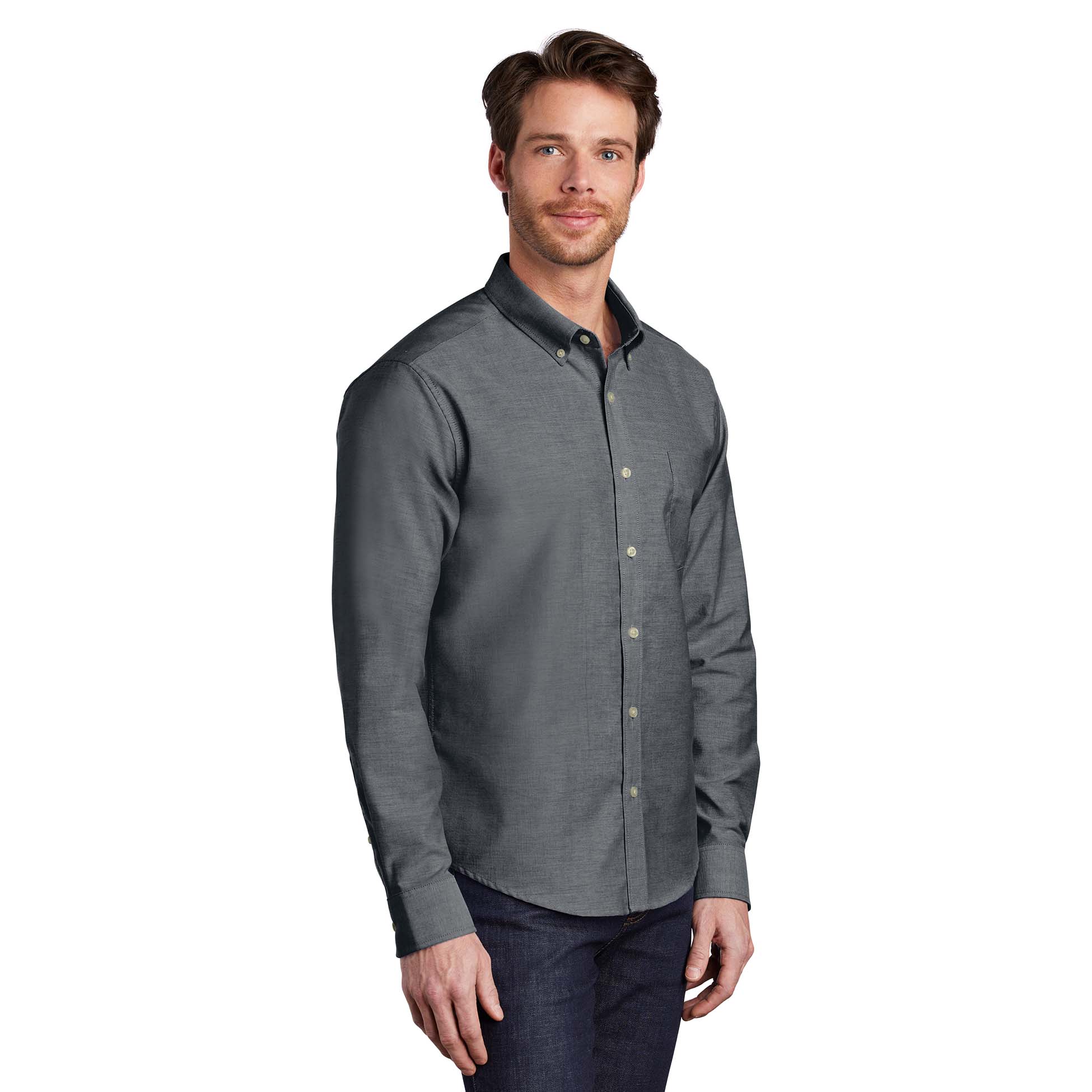 Port Authority S651 Untucked Fit SuperPro Oxford Shirt - Black | Full ...