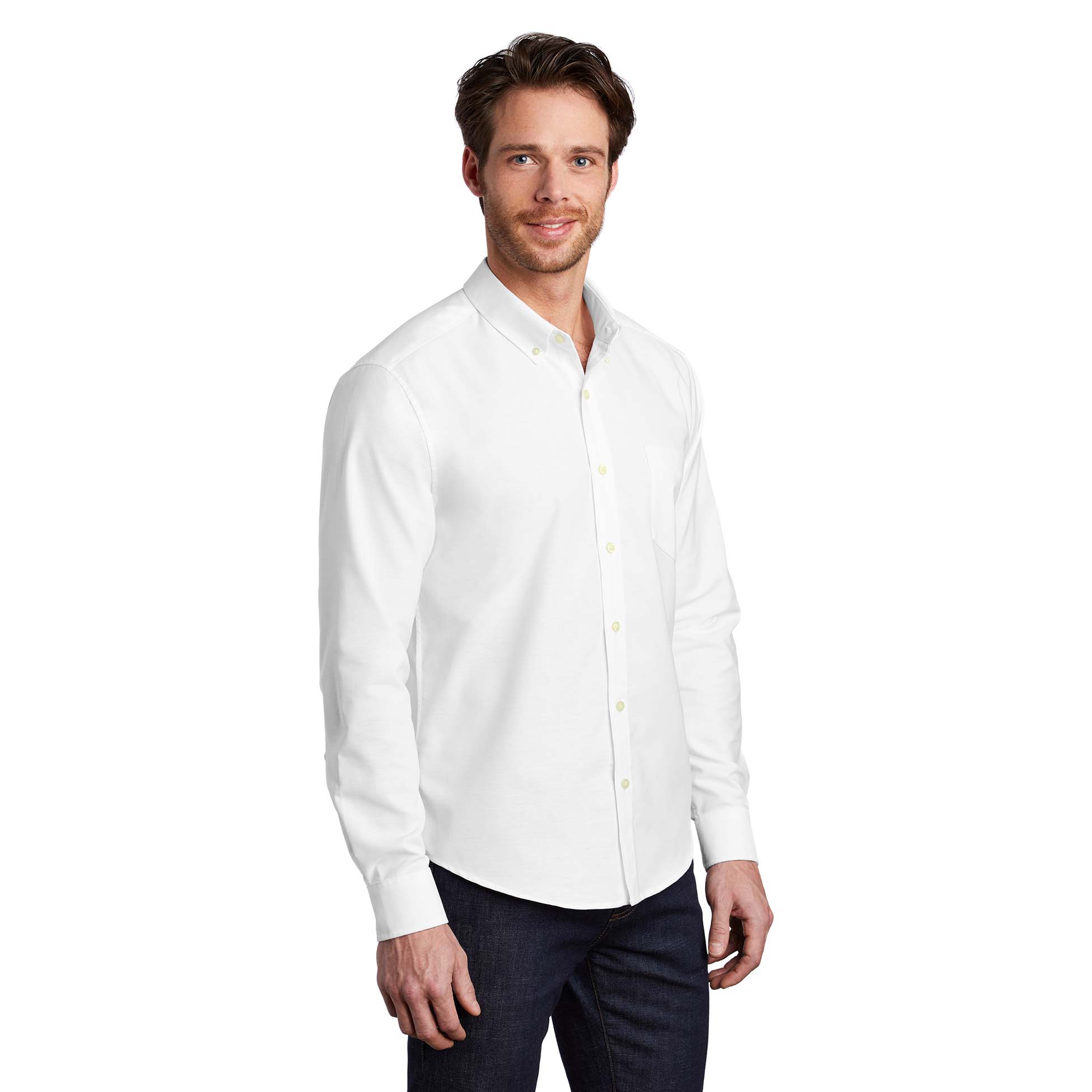Port Authority S651 Untucked Fit SuperPro Oxford Shirt - White | Full ...
