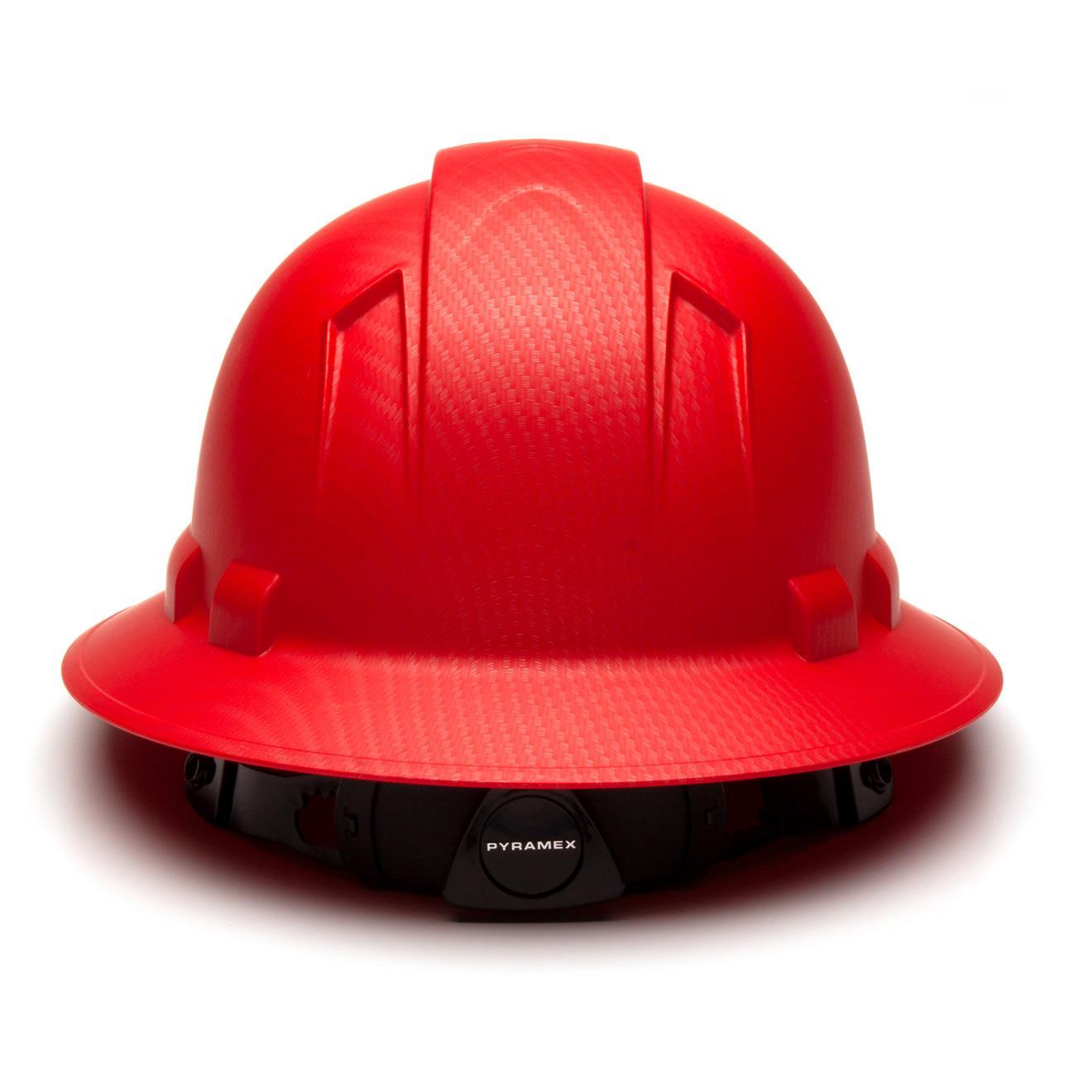 Pyramex HP54121 Ridgeline Full Brim Hard Hat - 4-Point Ratchet Suspension -  Matte Red Graphite Pattern