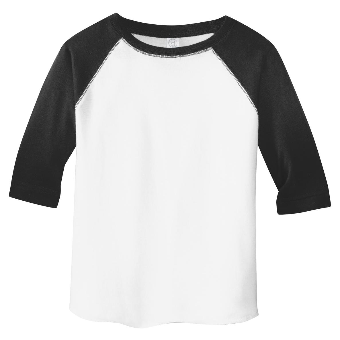 RS3330 - Rabbit Skins Toddler Baseball Jersey Tee Black Solid/White