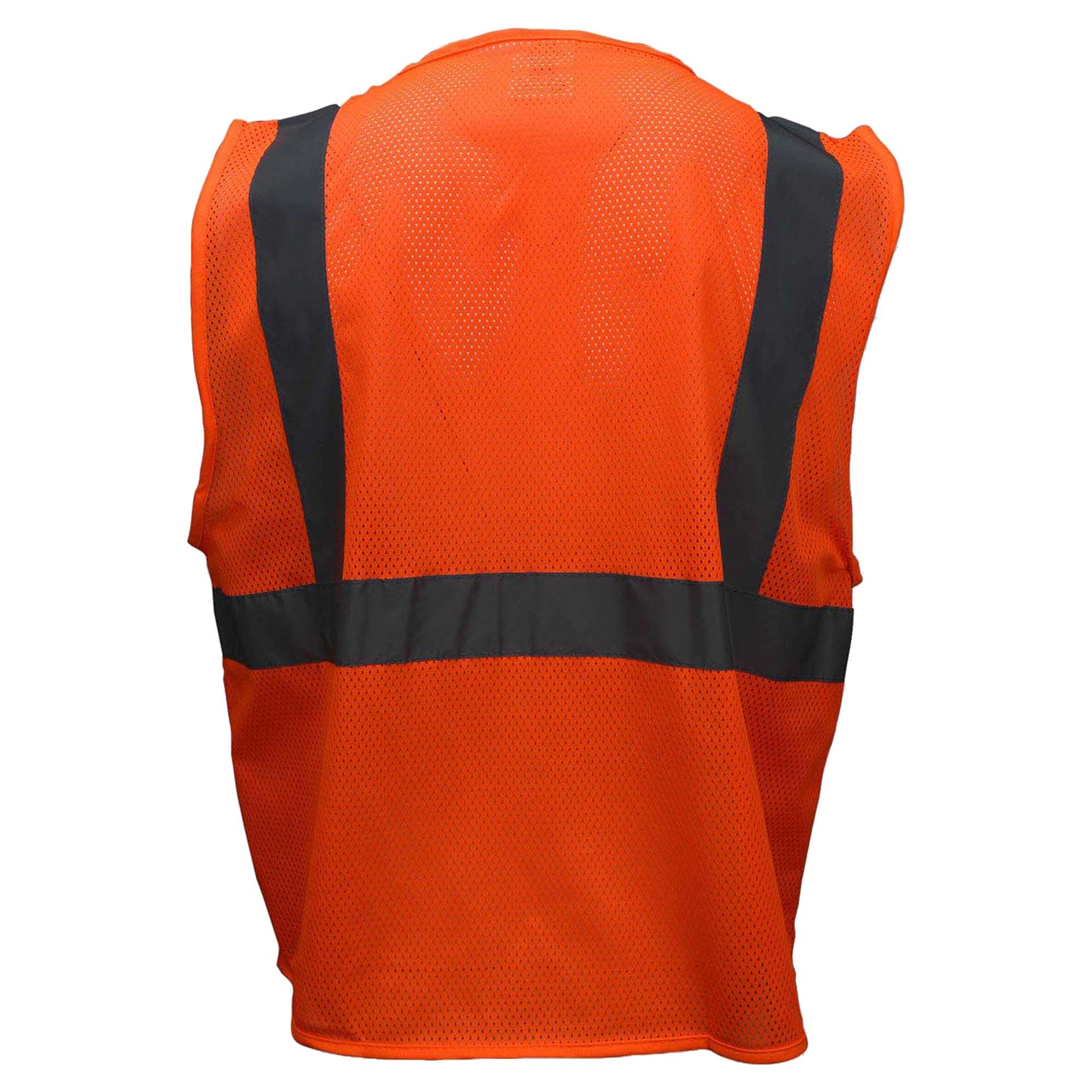 Orange Radians SV2ZOSL Polyester Solid Knit Economy Class 2 High Visibility Vest with Zipper Closure Large 
