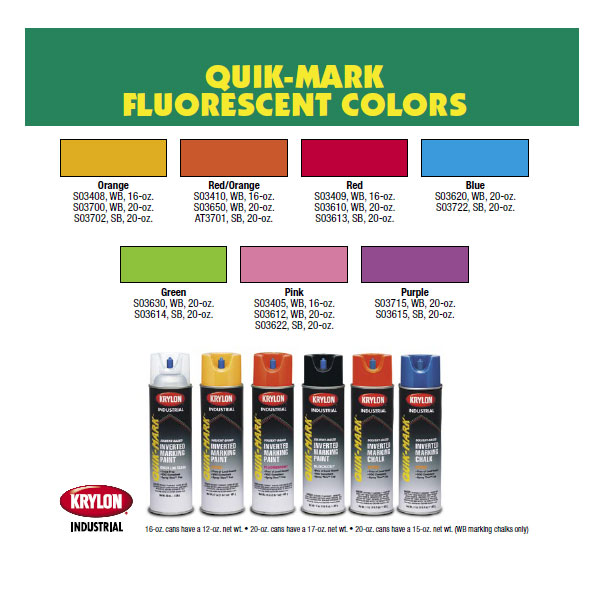 Krylon Quik-Mark 17 oz. Water-Based Inverted Marking Paint, Fluorescent Caution Blue