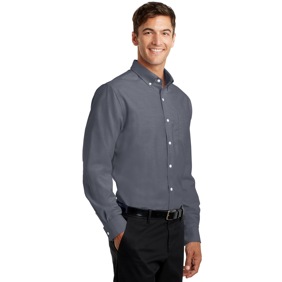 Port Authority S658 SuperPro Oxford Shirt - Black | Full Source