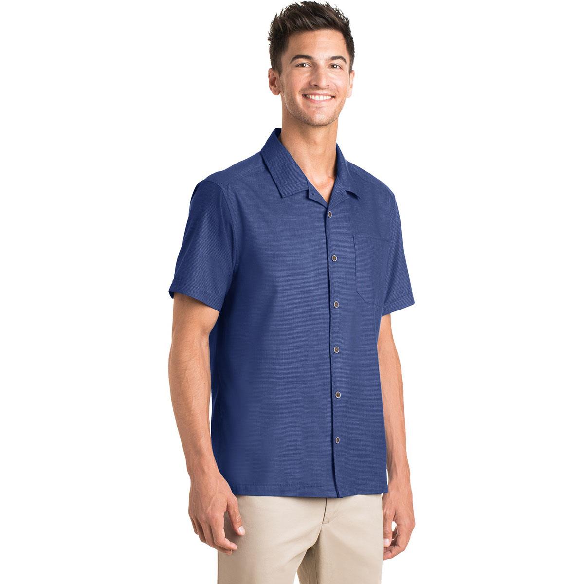 Port Authority S662 Textured Camp Shirt - Royal | Full Source