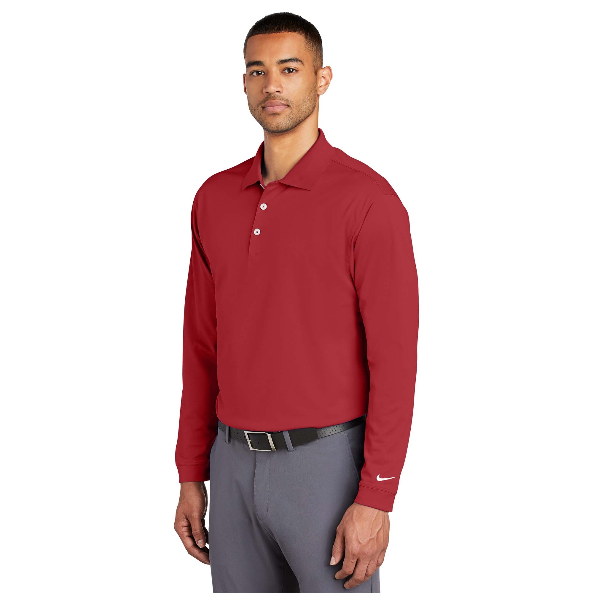 Nike 466364 Long Sleeve Dri-FIT Stretch Tech Polo - Varsity Red | Full ...