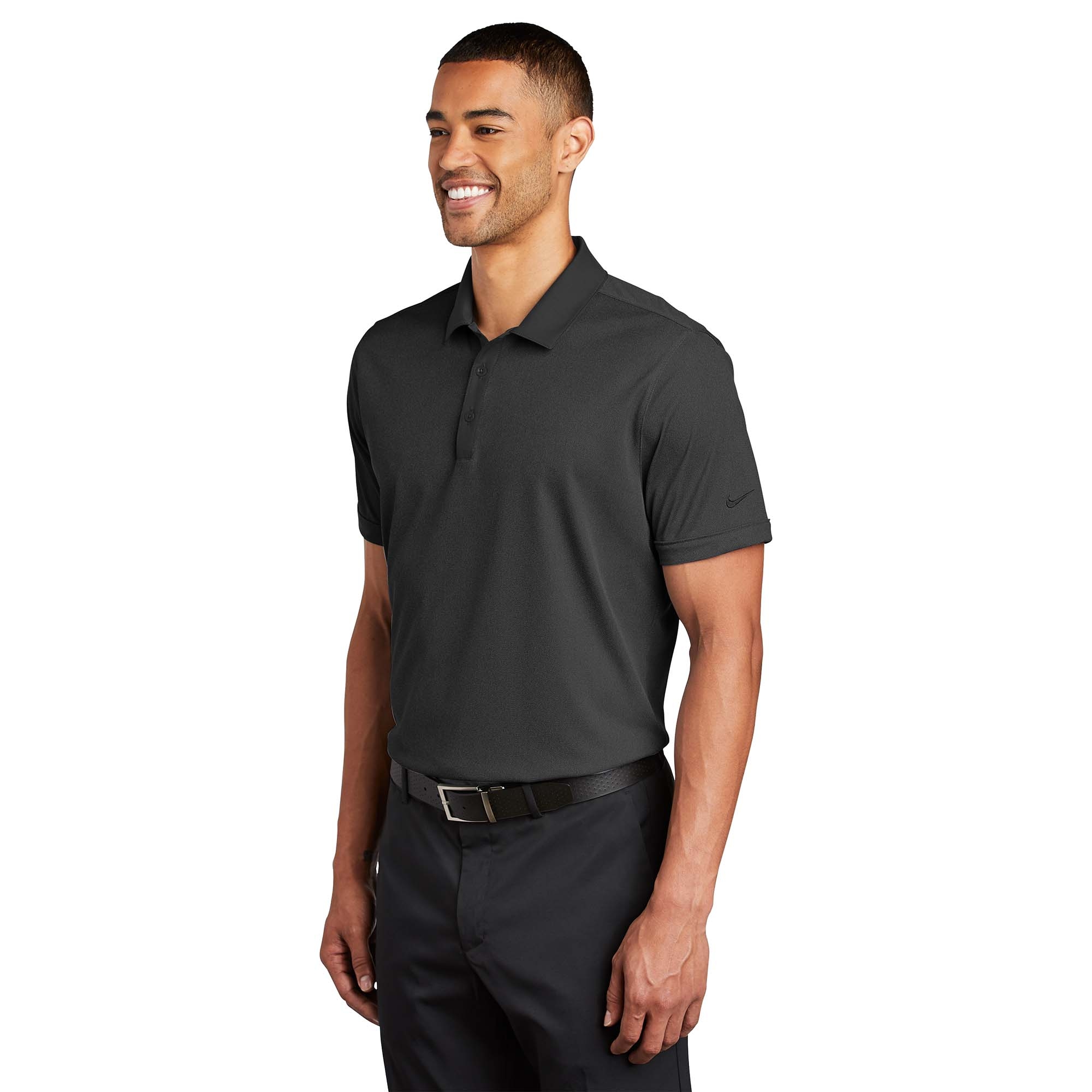 Nike 779798 Dri-FIT Heather Pique Modern Fit Polo - Black Heather ...