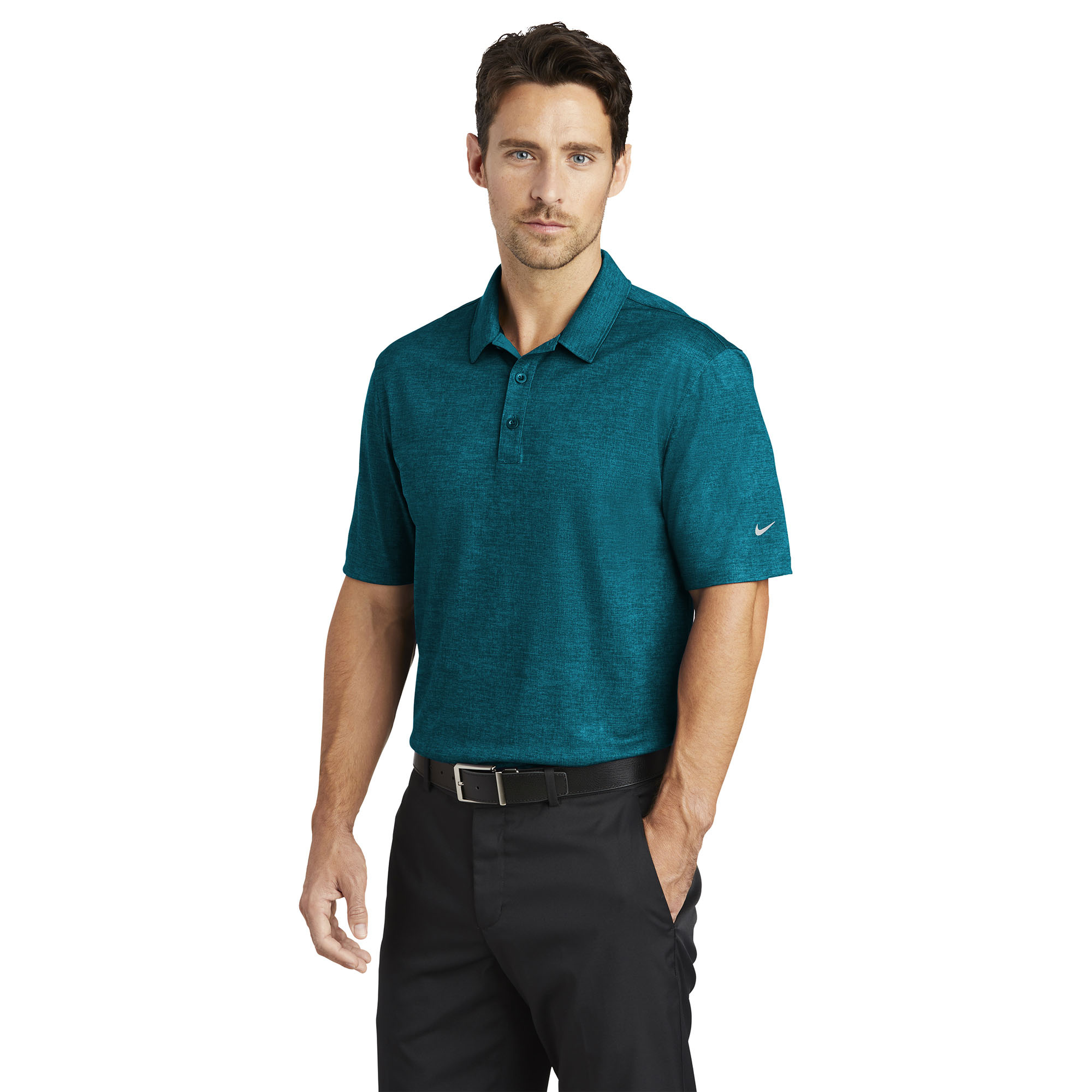 Nike 838965 Dri-FIT Crosshatch Polo - Blustery/Navy | Full Source