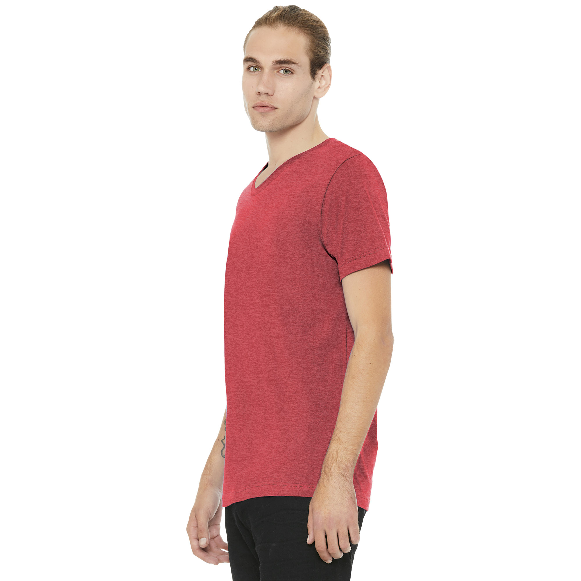 Bella + Canvas BC3005CVC Unisex Heather CVC V-Neck Tee - Heather Red ...