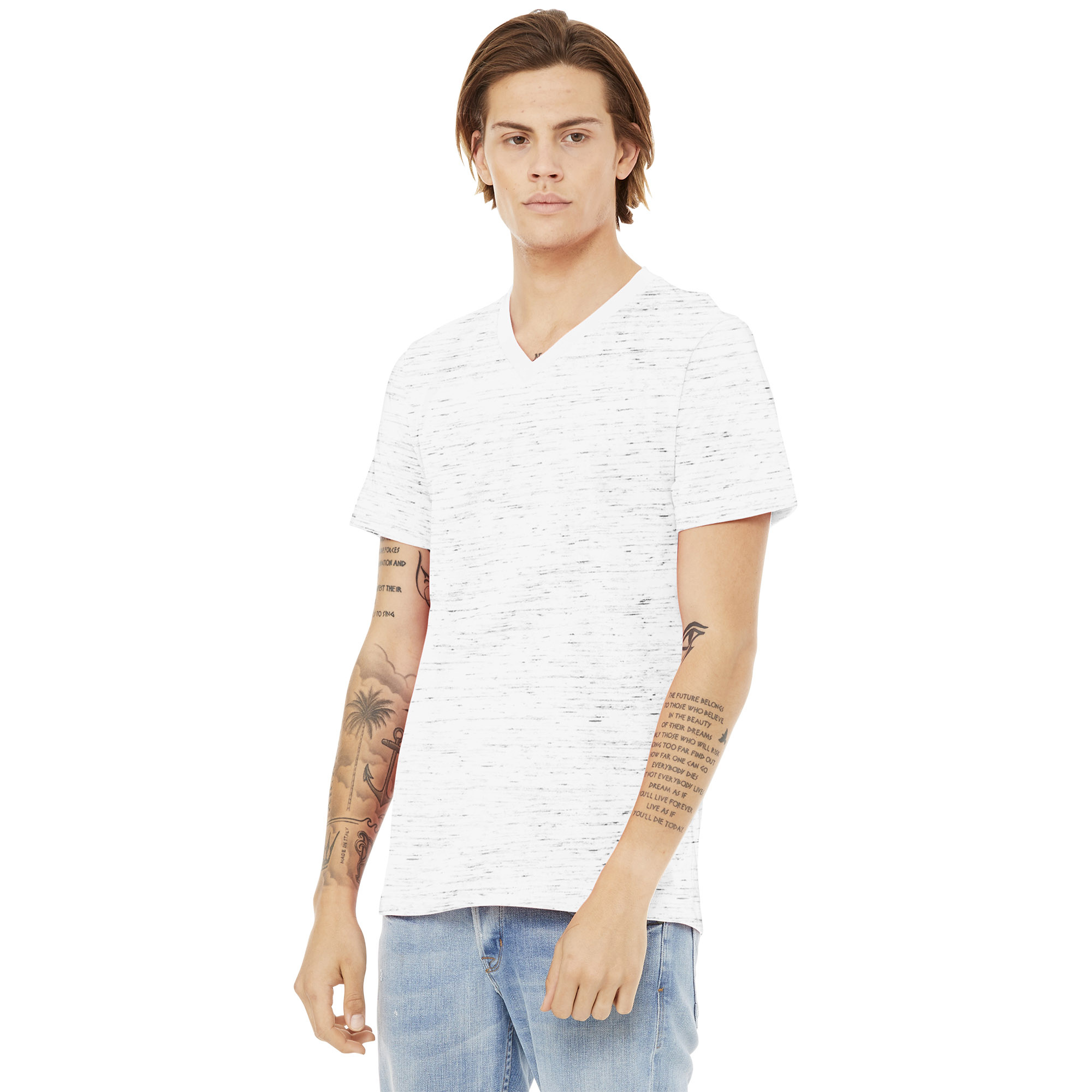 Bella + Canvas BC3655 Unisex Textured Jersey V-Neck Tee - White Marble ...