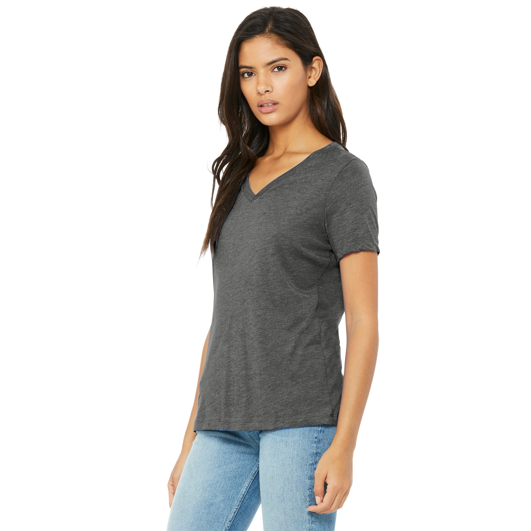 Bella + Canvas BC6415 Women's Relaxed Triblend V-Neck Tee - Grey ...