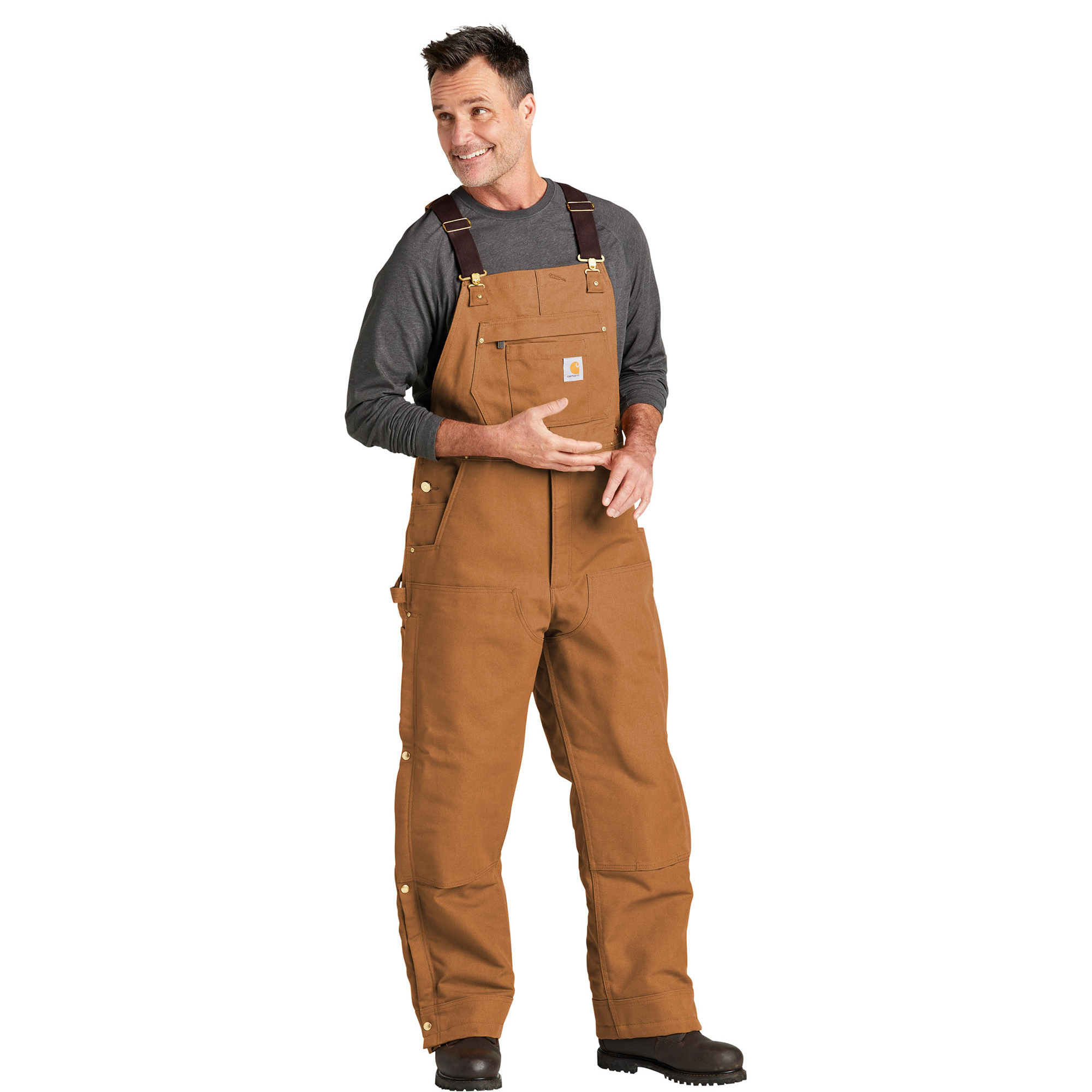 Carhartt 104393 Firm Duck Insulated Bib - Carhartt Brown | Full Source