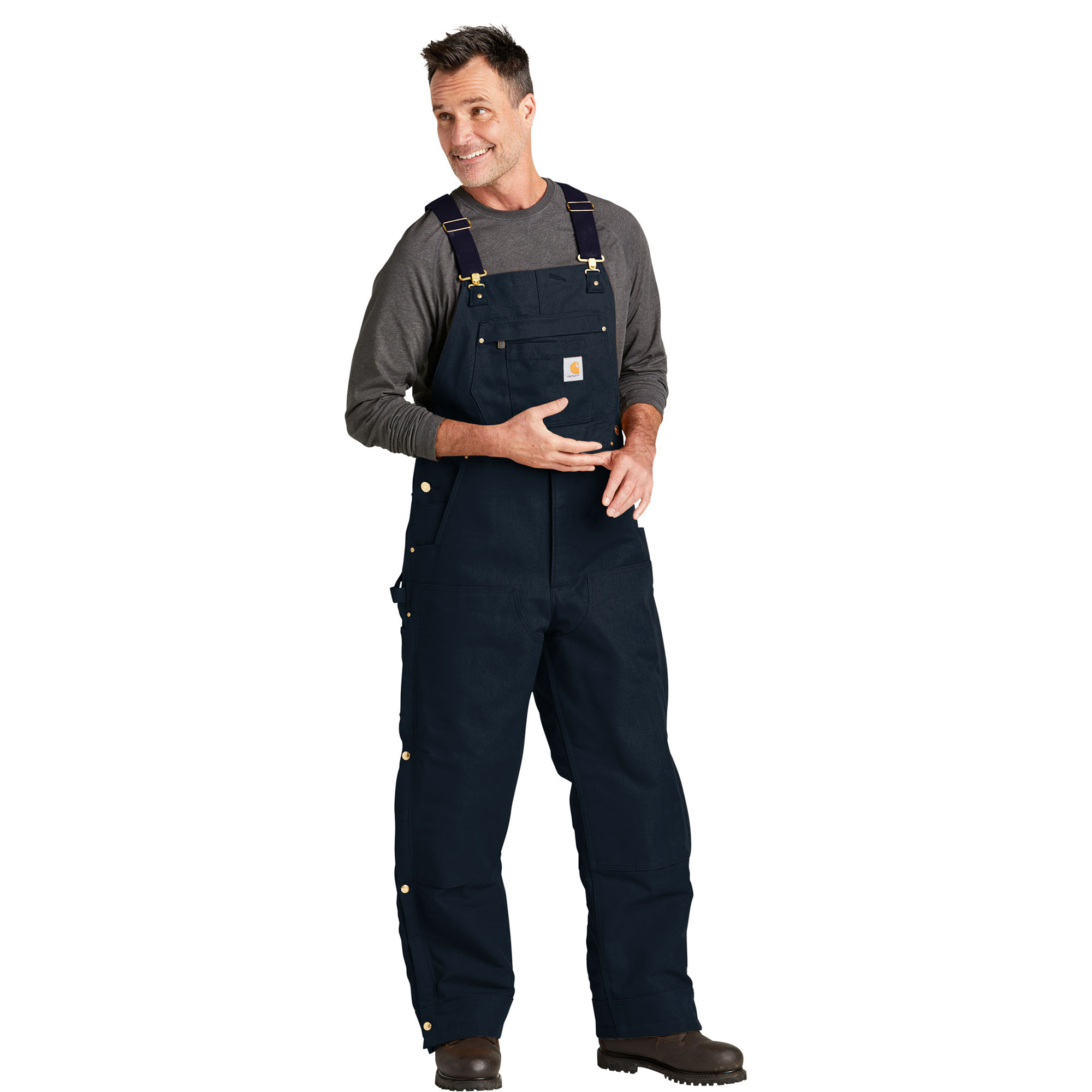 Carhartt 104393 Firm Duck Insulated Bib - Dark Navy | Full Source