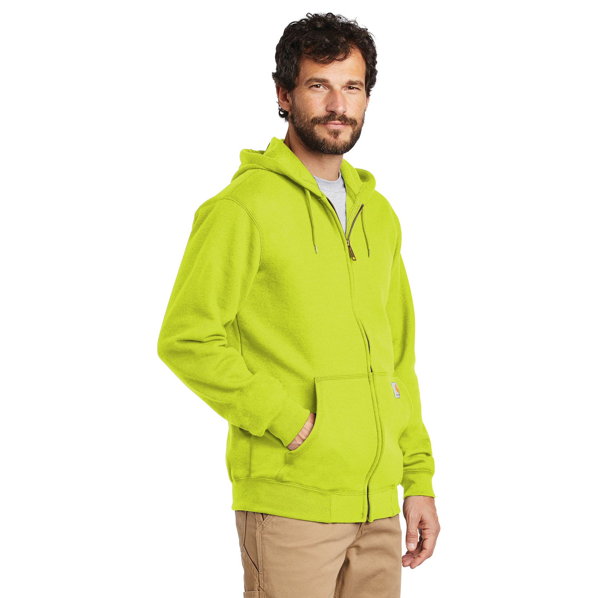 Carhartt K122 Midweight Hooded Zip Front Sweatshirt Brite Lime