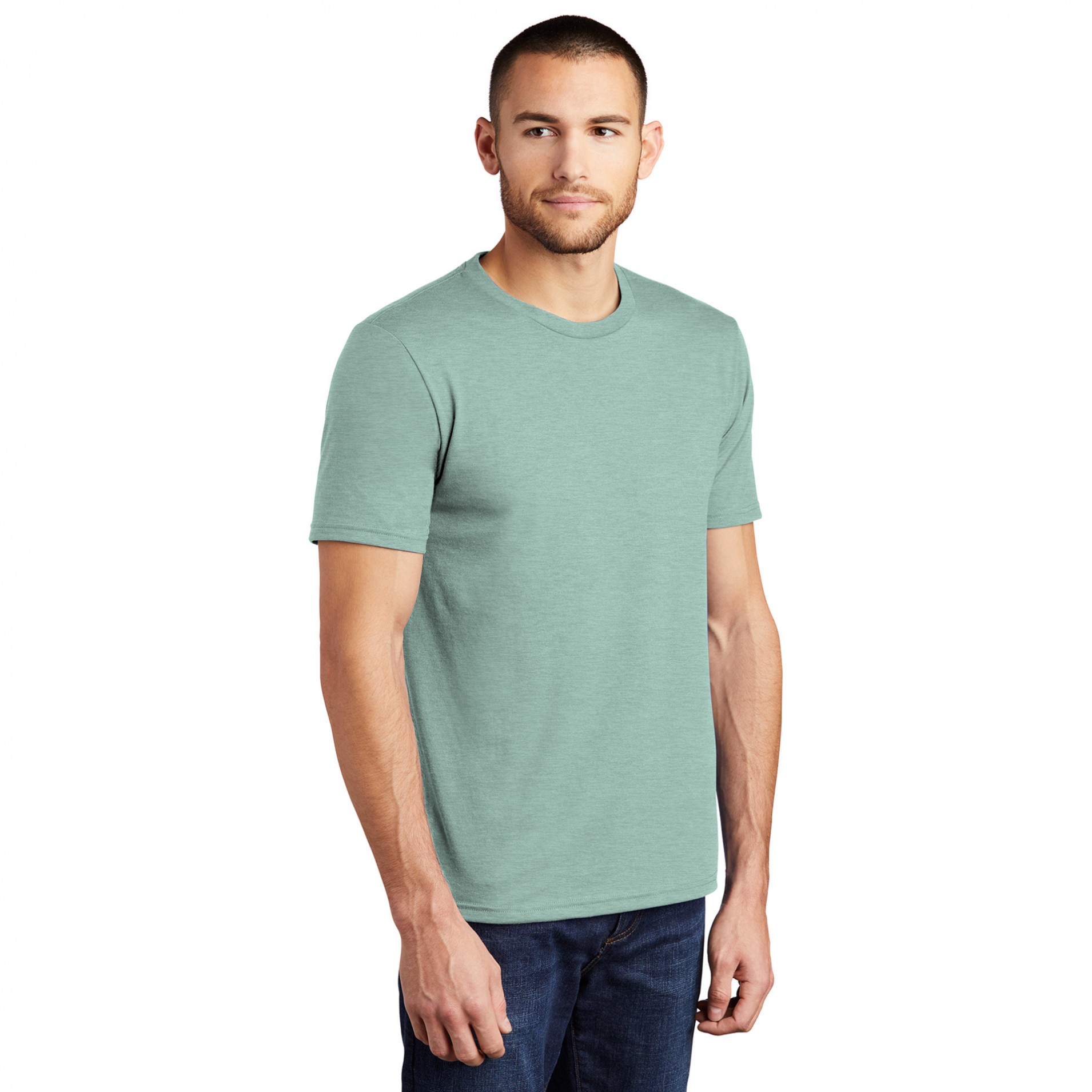 District DM130 Perfect Tri Crew Tee - Heathered Dusty Sage | Full Source