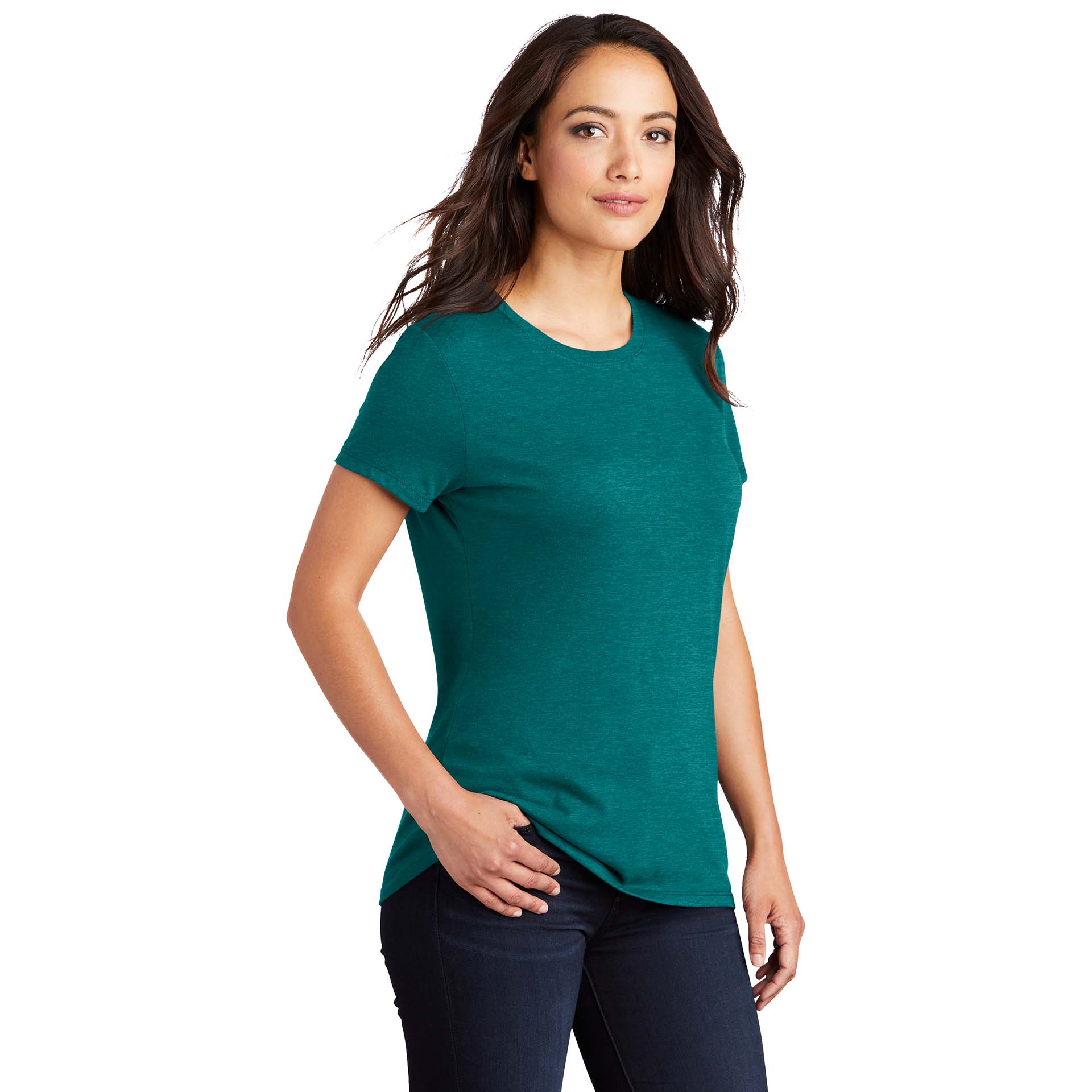 District DM130L Women's Perfect Tri Tee - Heathered Teal | Full Source