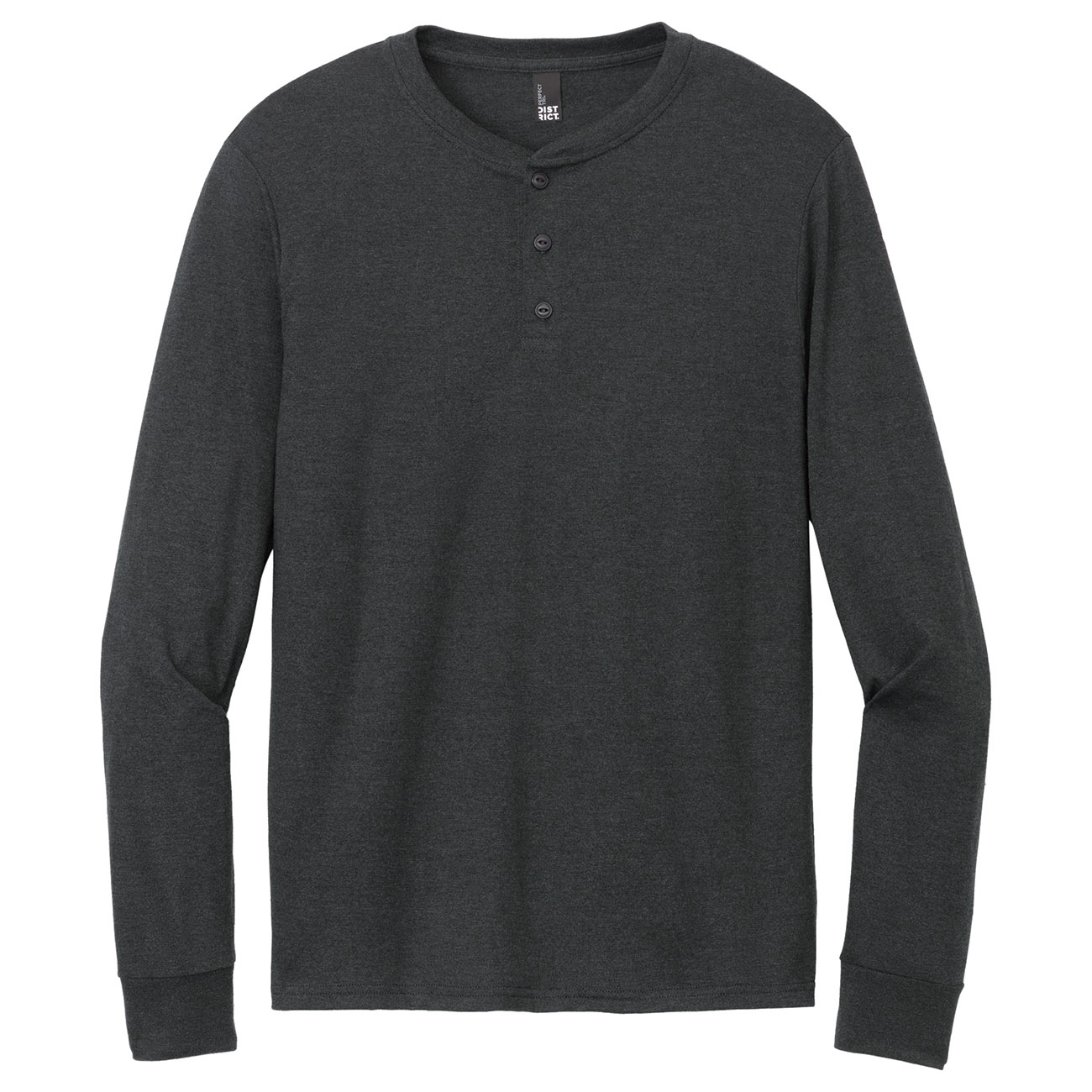 District DT145 Perfect Tri Long Sleeve Henley - Black Frost | Full Source