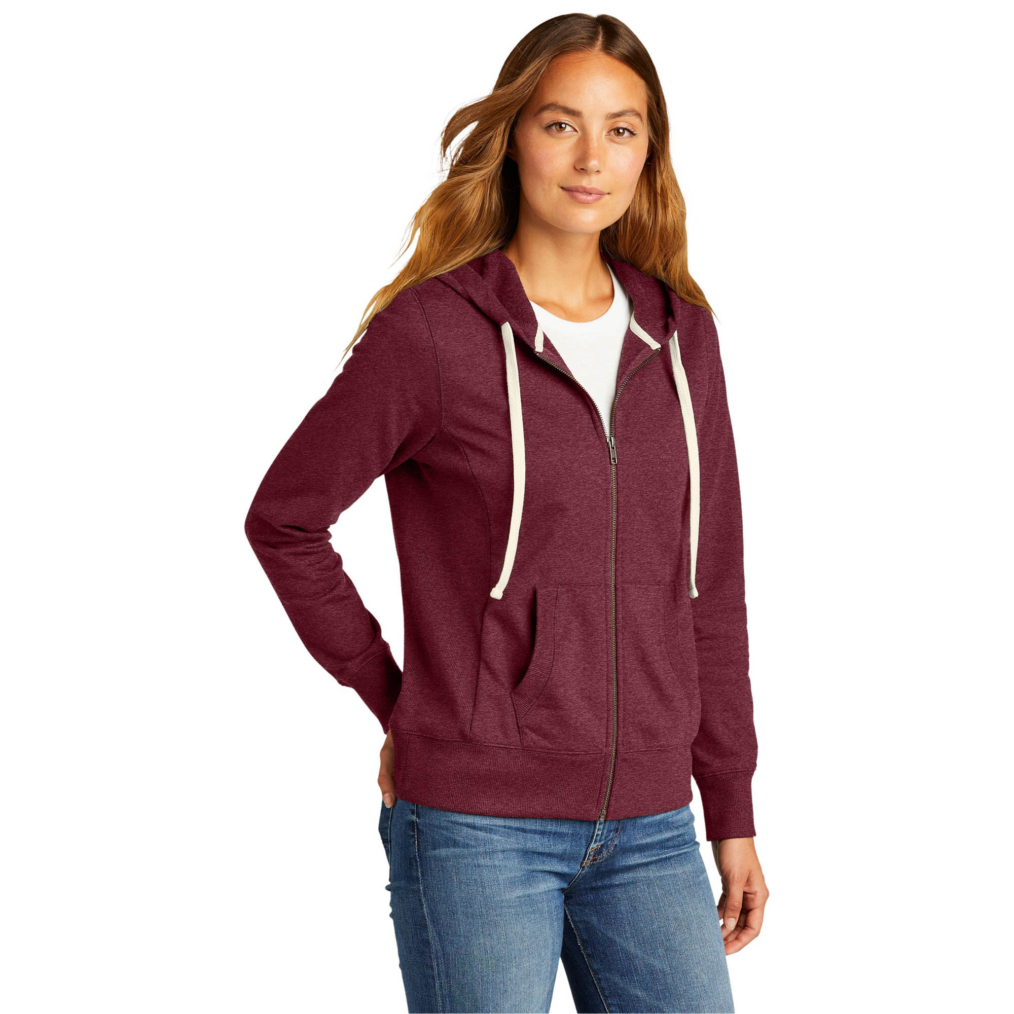INK STITCH Women's Custom Logo Full Zip Hoodies - Re-Fleece Embroidery Hooded Sweatshirts