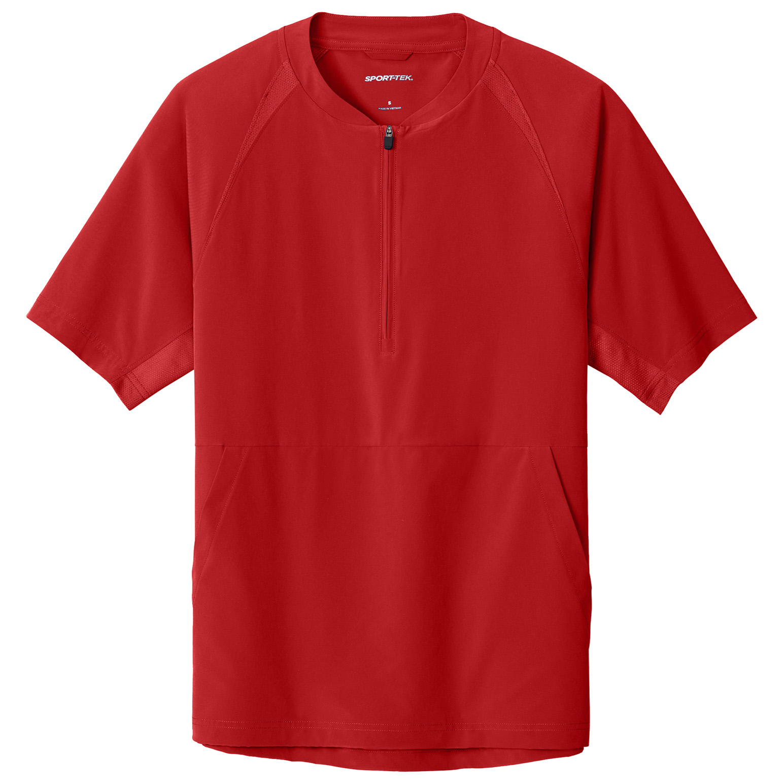 Sport-Tek JST489 Repeat 1/2-Zip Short Sleeve Jacket - Deep Red