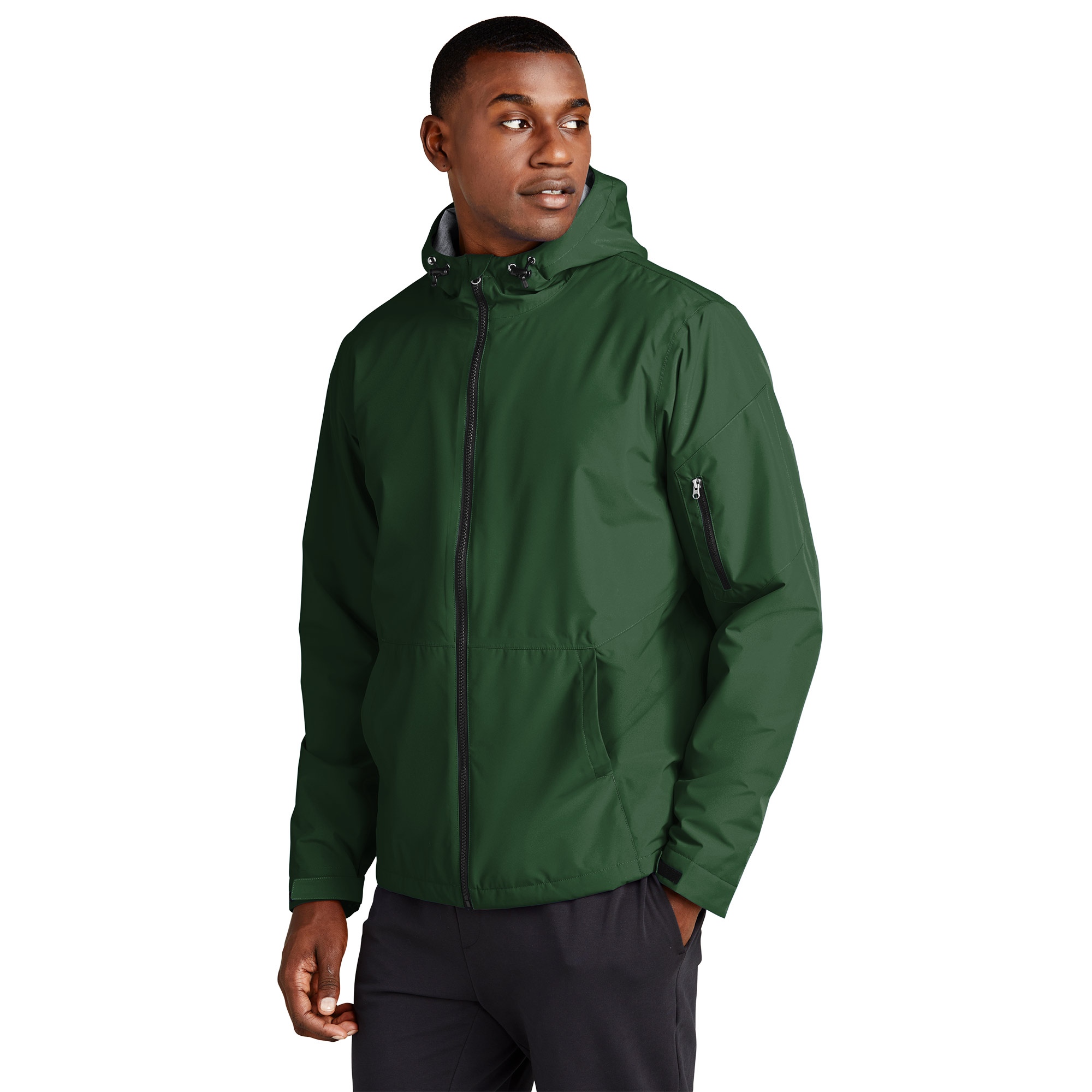 Sport-Tek JST56 Waterproof Insulated Jacket - Forest Green | Full