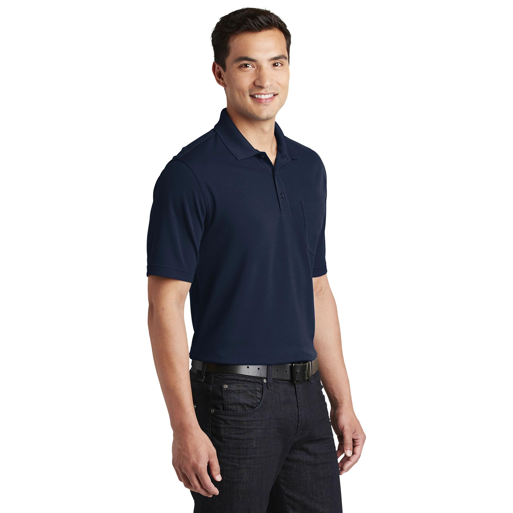 Port Authority K110P Dry Zone UV Micro-Mesh Pocket Polo - River Blue ...