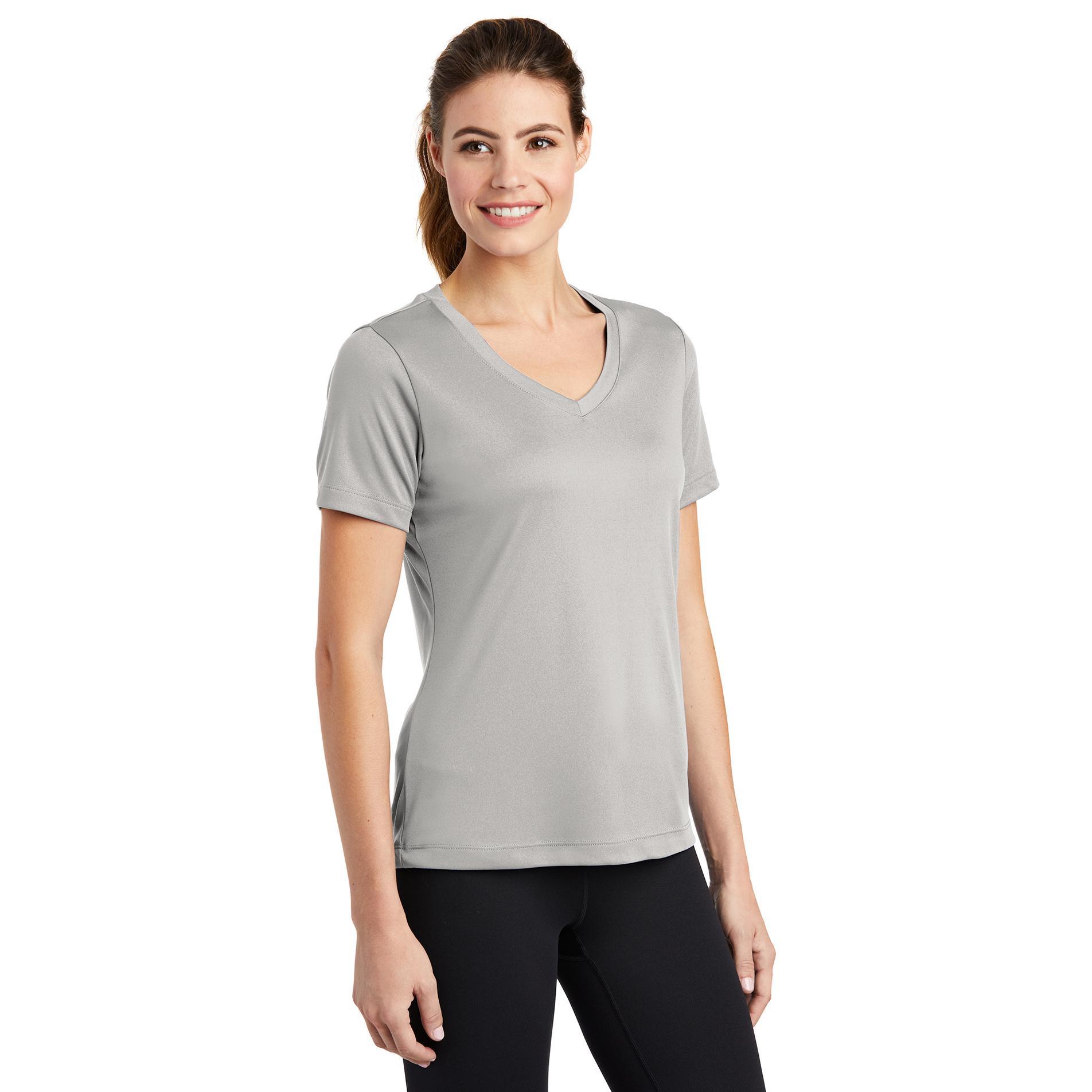 SportTek LST353 Ladies VNeck PosiCharge Competitor Tee Silver