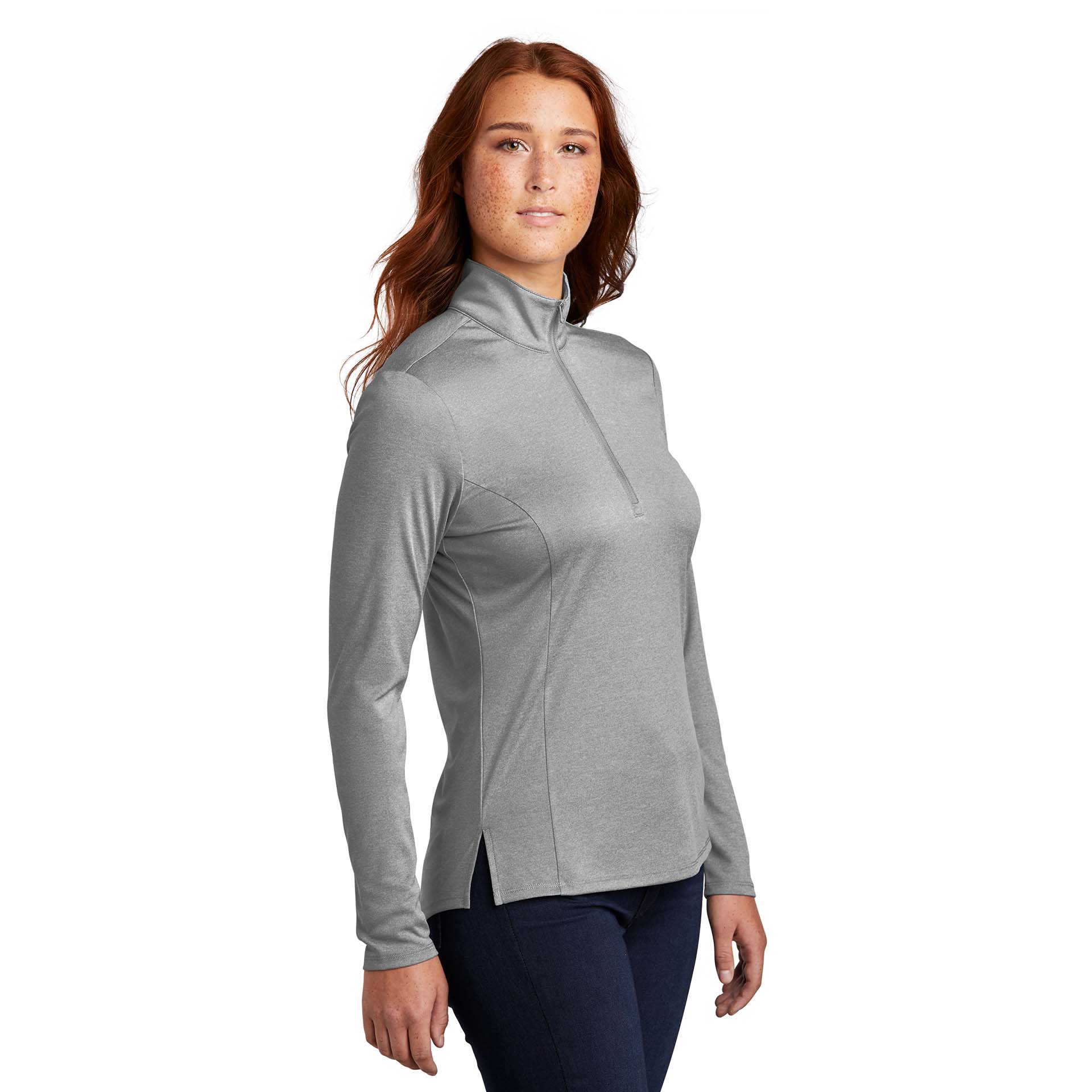 Sport-Tek LST469 Ladies Endeavor 1/4-Zip Pullover - Light Grey Heather ...