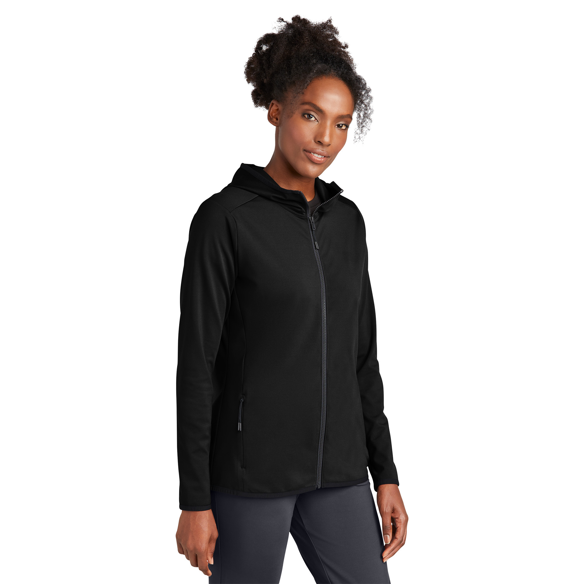 Sport-Tek LST870 Ladies Circuit Hooded Full-Zip - Deep Black | Full Source