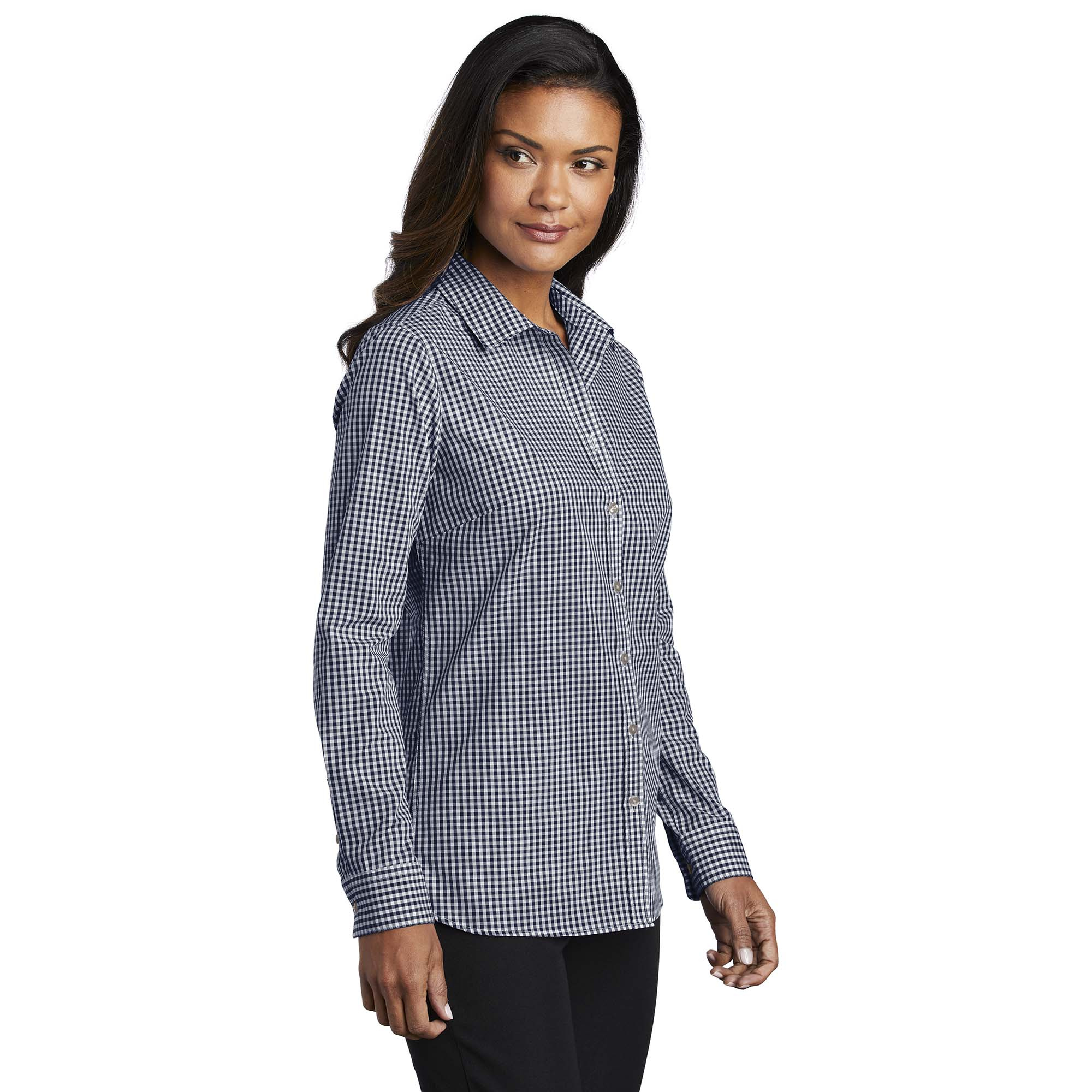 Admiral パッチワーク柄レディースゲームシャツ上下Mサイズ Navy Gingham Shirt Womens Port Authority LW644 Ladies Broadcloth