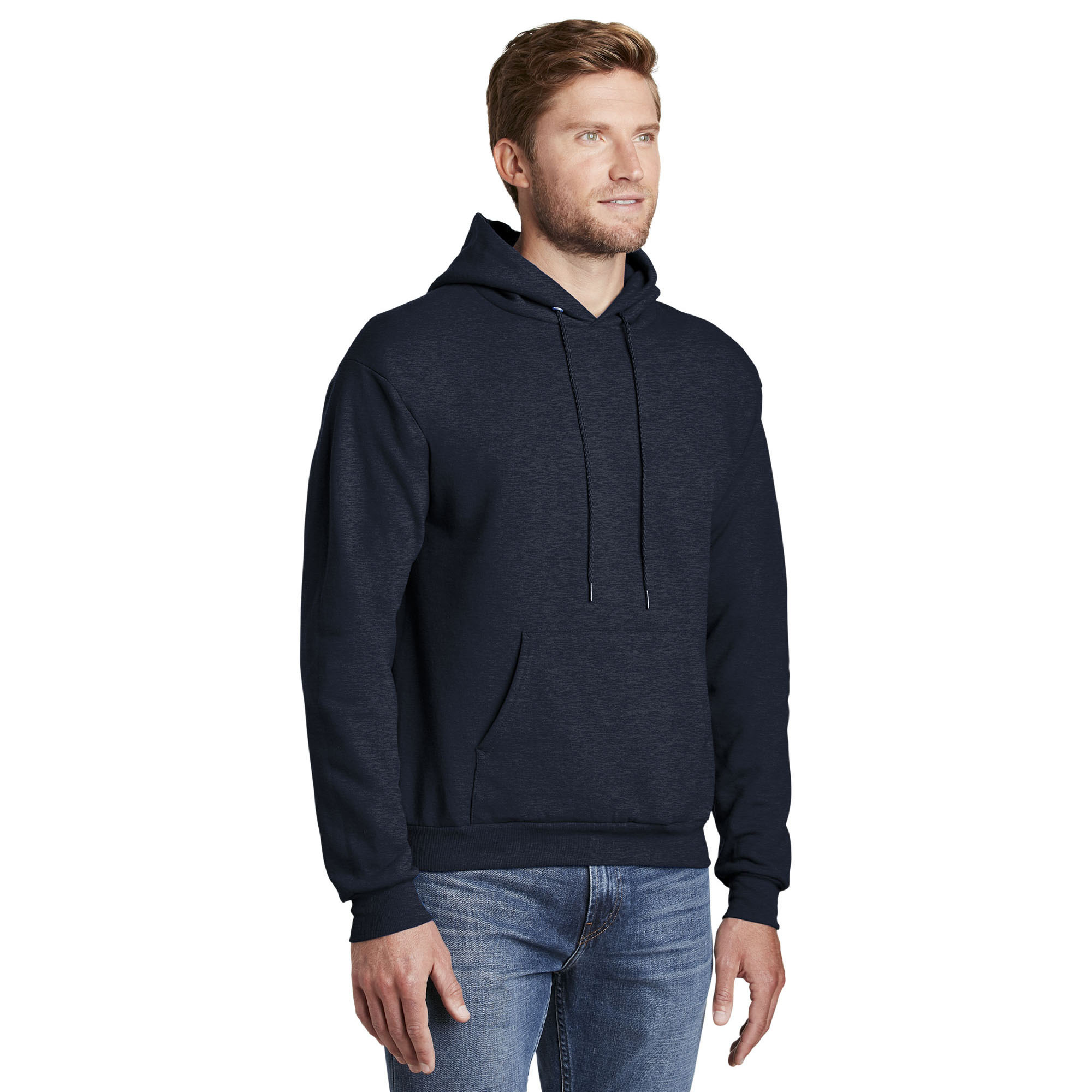 Hanes P170 EcoSmart Pullover Hooded Sweatshirt - Heather Navy | Full Source