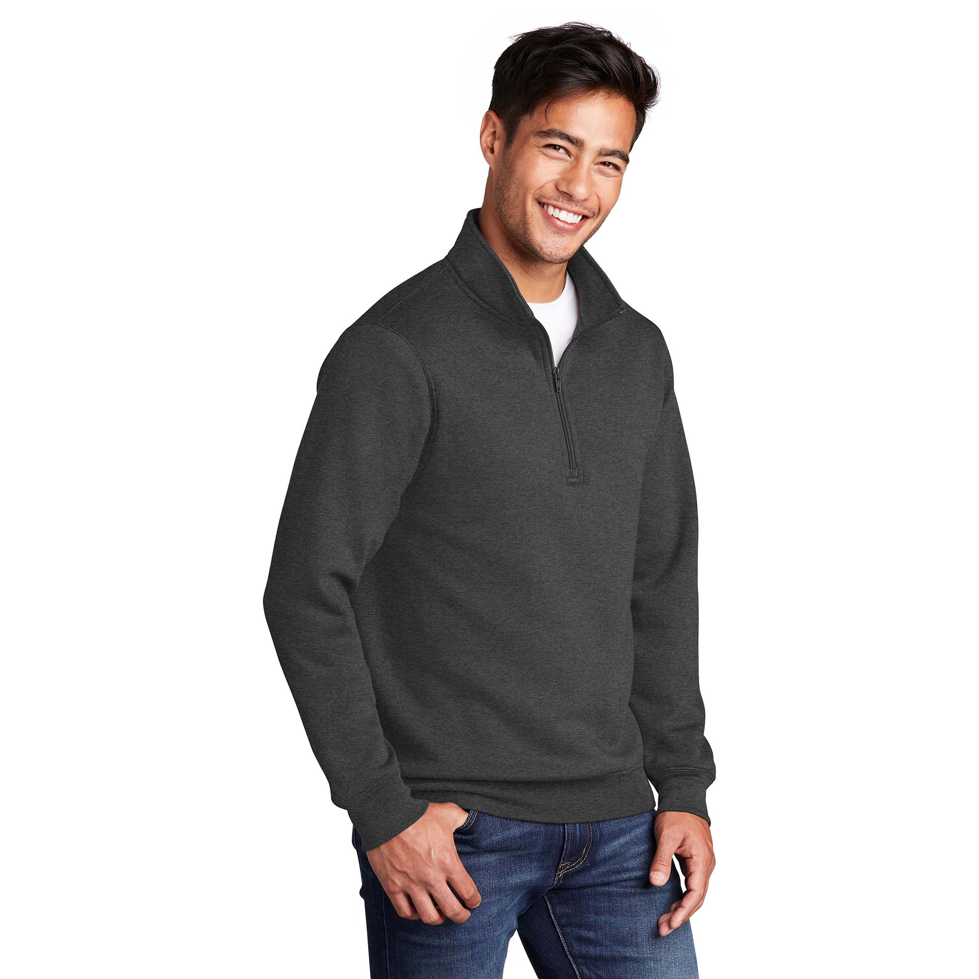 Port & Company PC78Q Core Fleece 1/4-Zip Pullover Sweatshirt - Dark ...