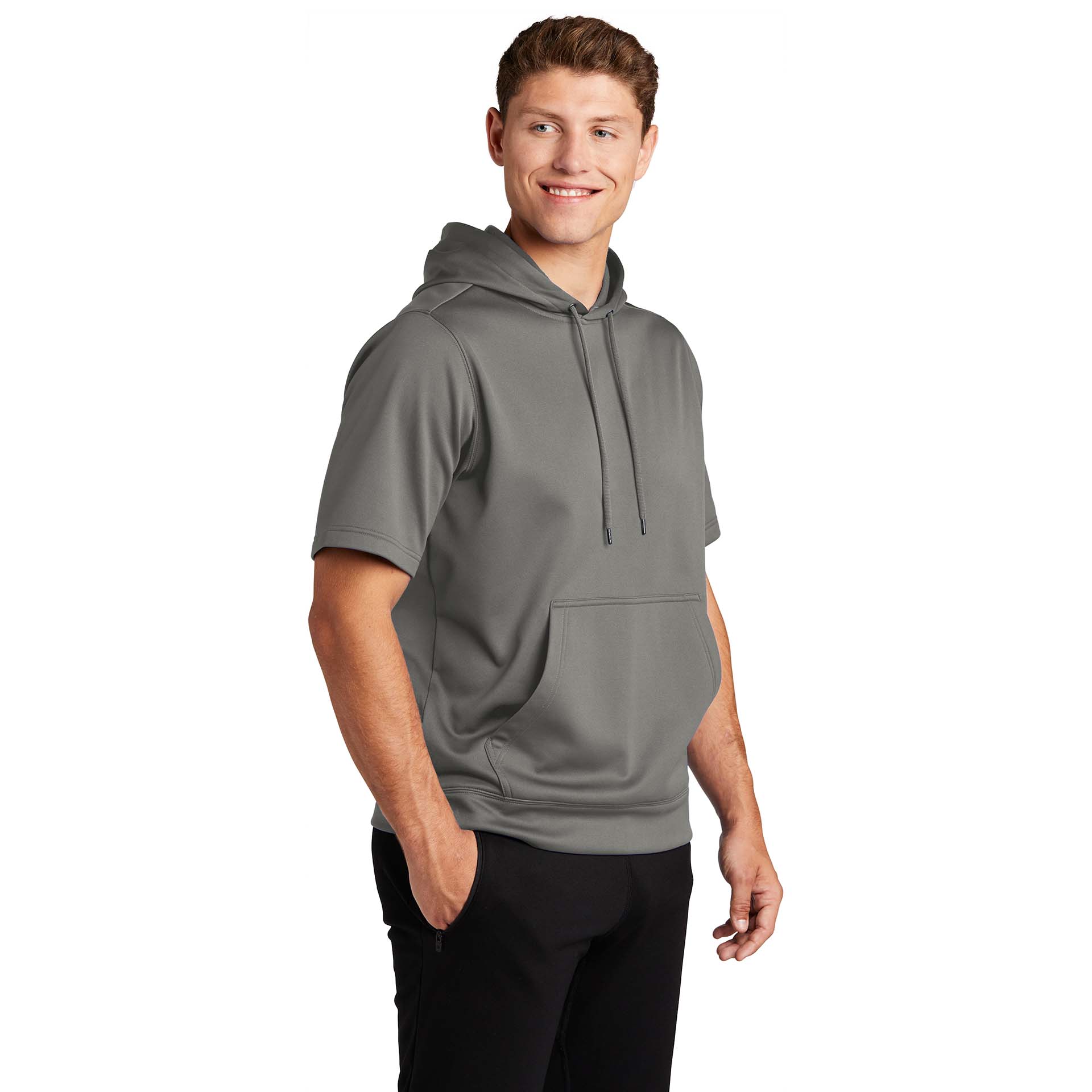 Sport-Tek ST251 Sport-Wick Fleece Short Sleeve Hooded Pullover White L