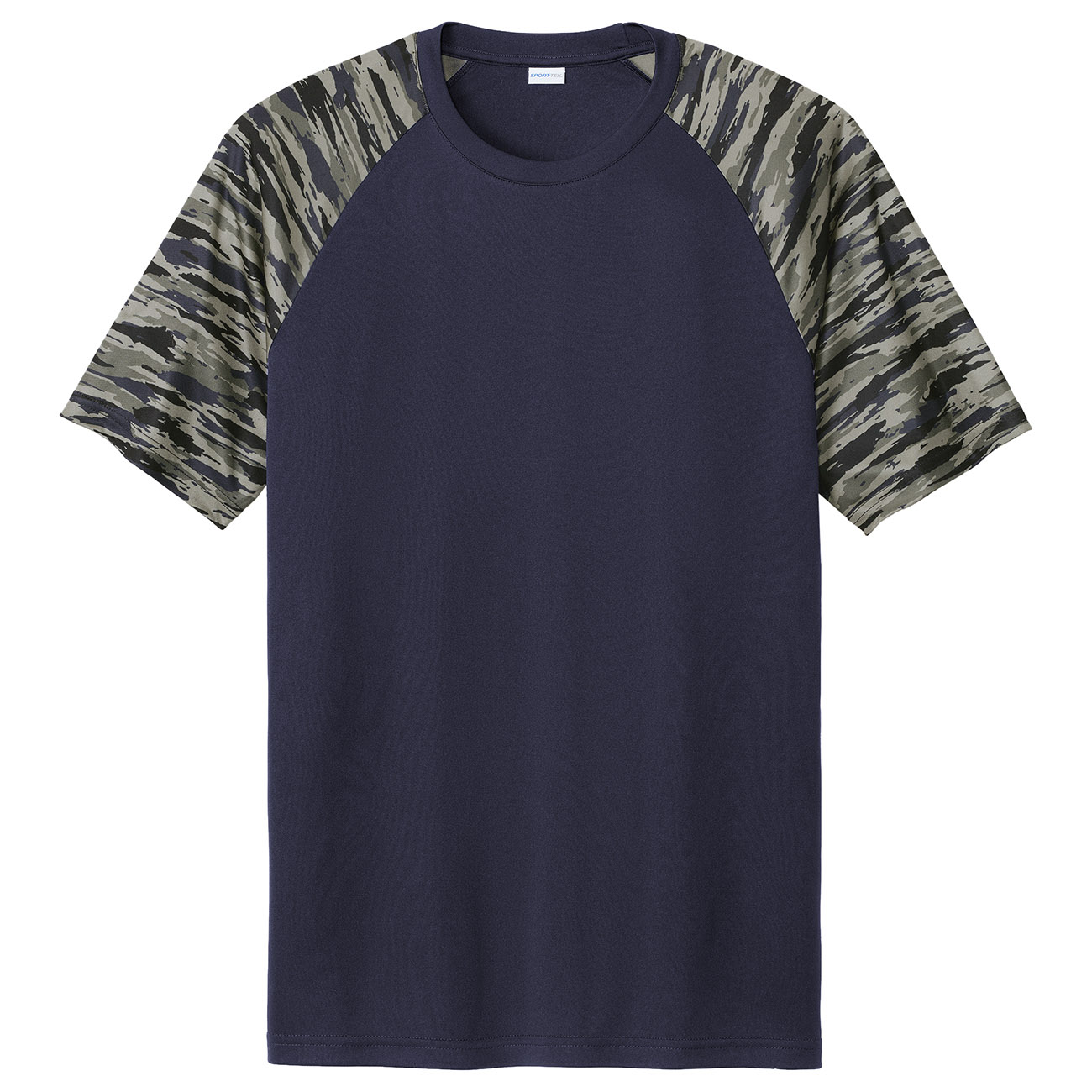 Sport-Tek ST376 Drift Camo Colorblock Tee - True Navy | Full Source